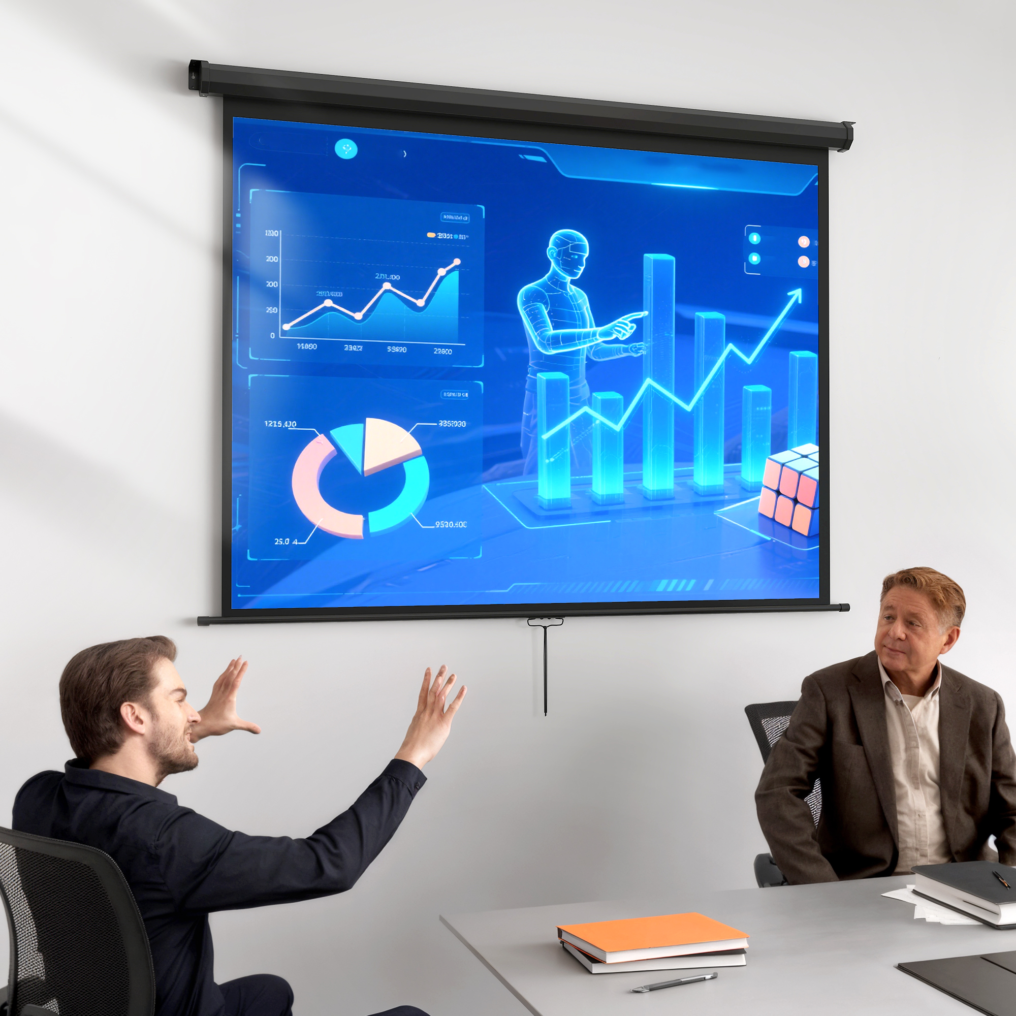 Beamer Leinwand 171 x 128 cm 84 Zoll 4:3 HD 4K Projektionsleinwand Kunststoff, Metall Heimkino