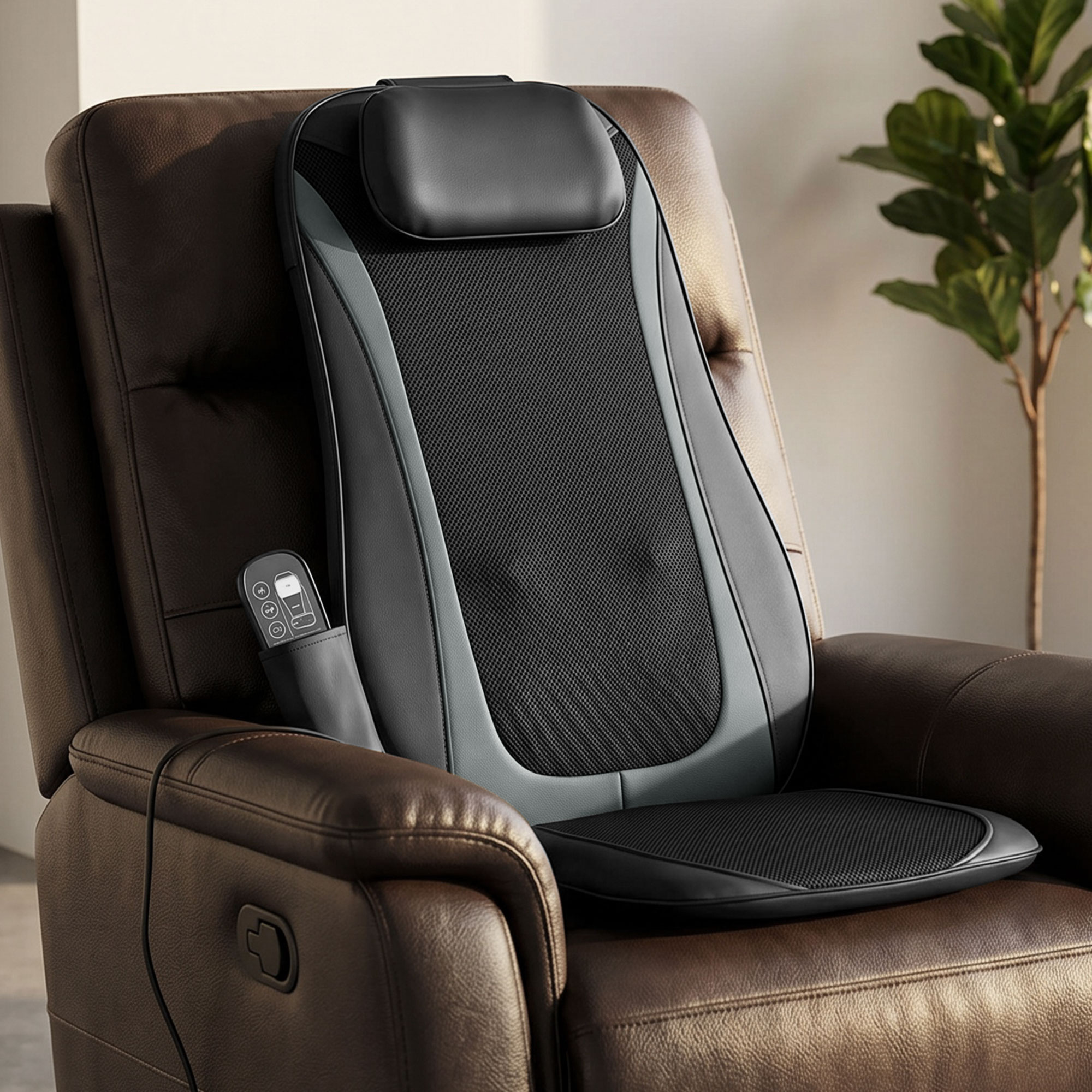 Shiatsu-Rückenmassager mit Wärme, Tiefenmassage und 3-stufiger Sitzvibration, Massagegerät für Rückenschmerzen