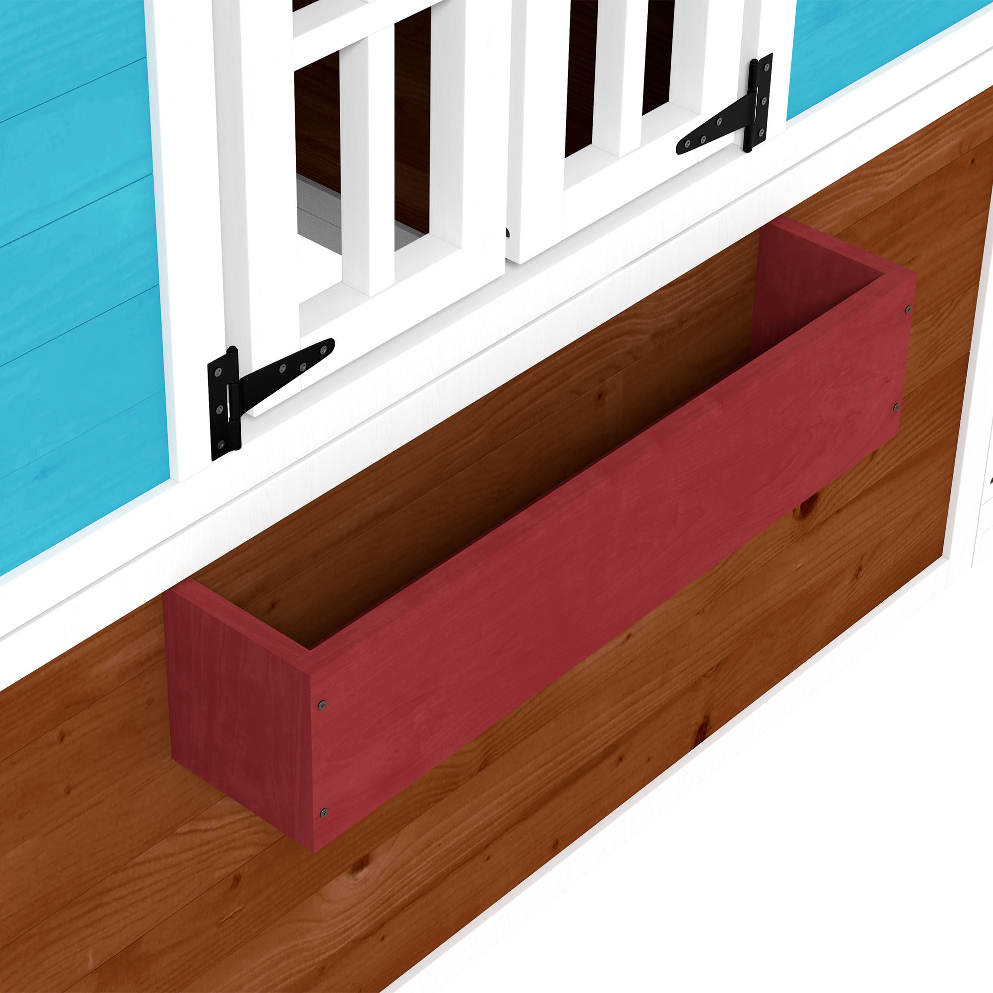 Kinderspielhaus, Holz-Spielhaus für Kinder, Outdoor-Gartenspielhaus mit Fenstern, Blumentöpfe, 3-8 Jahre, Blau