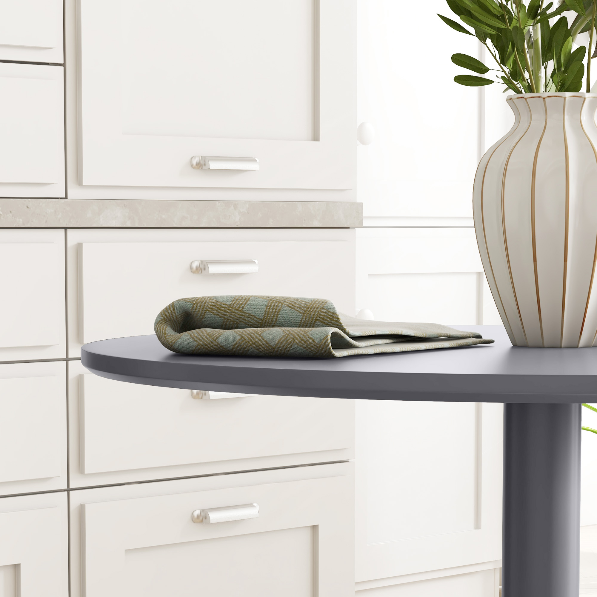 Esstisch für 2 Personen, runde Tischplatte, Stahlfuß, Grau, 70 x 70 x 75 cm