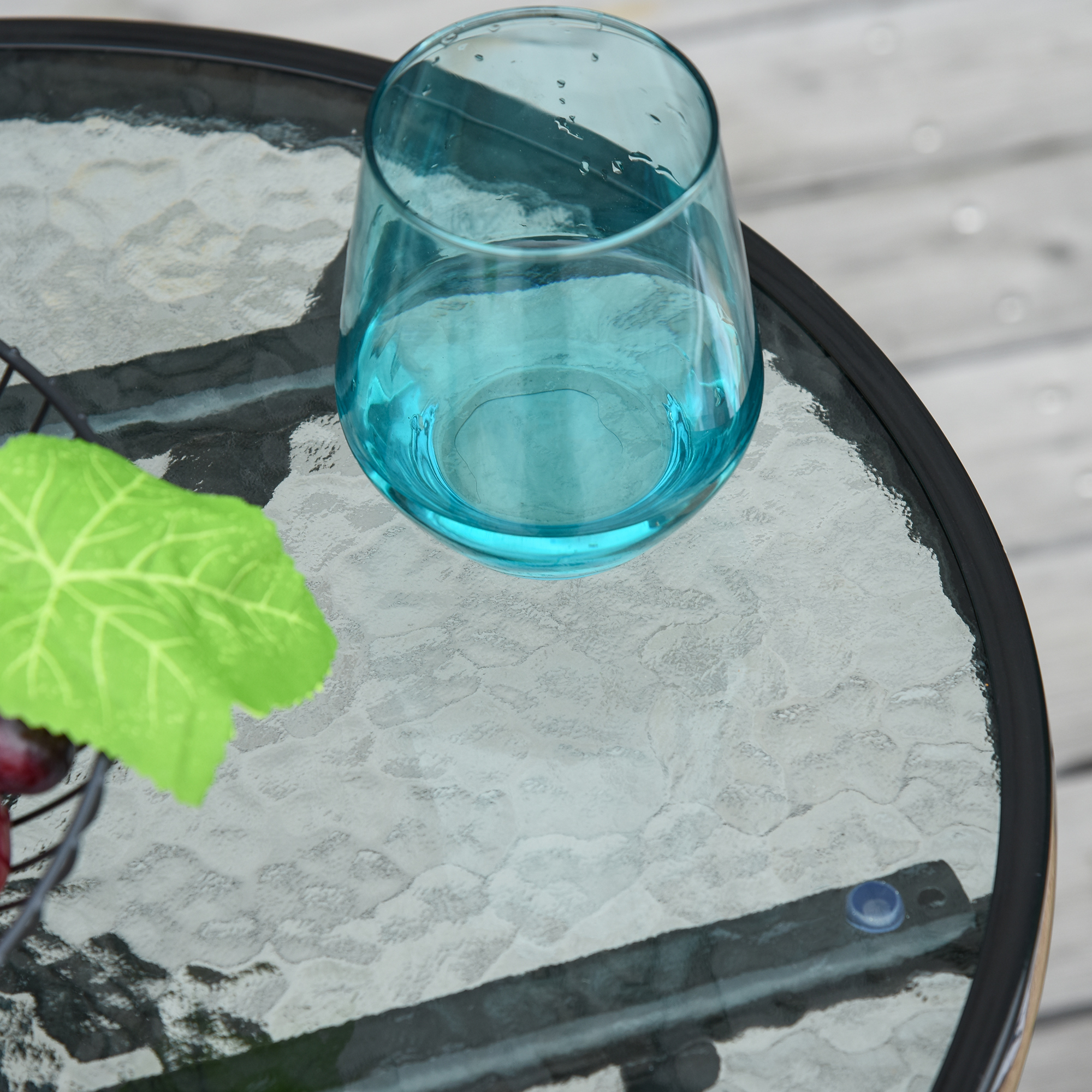 Gartentisch Beistelltisch Bistrotisch mit Glasplatte rund klappbar Metall Ø45 schwarz