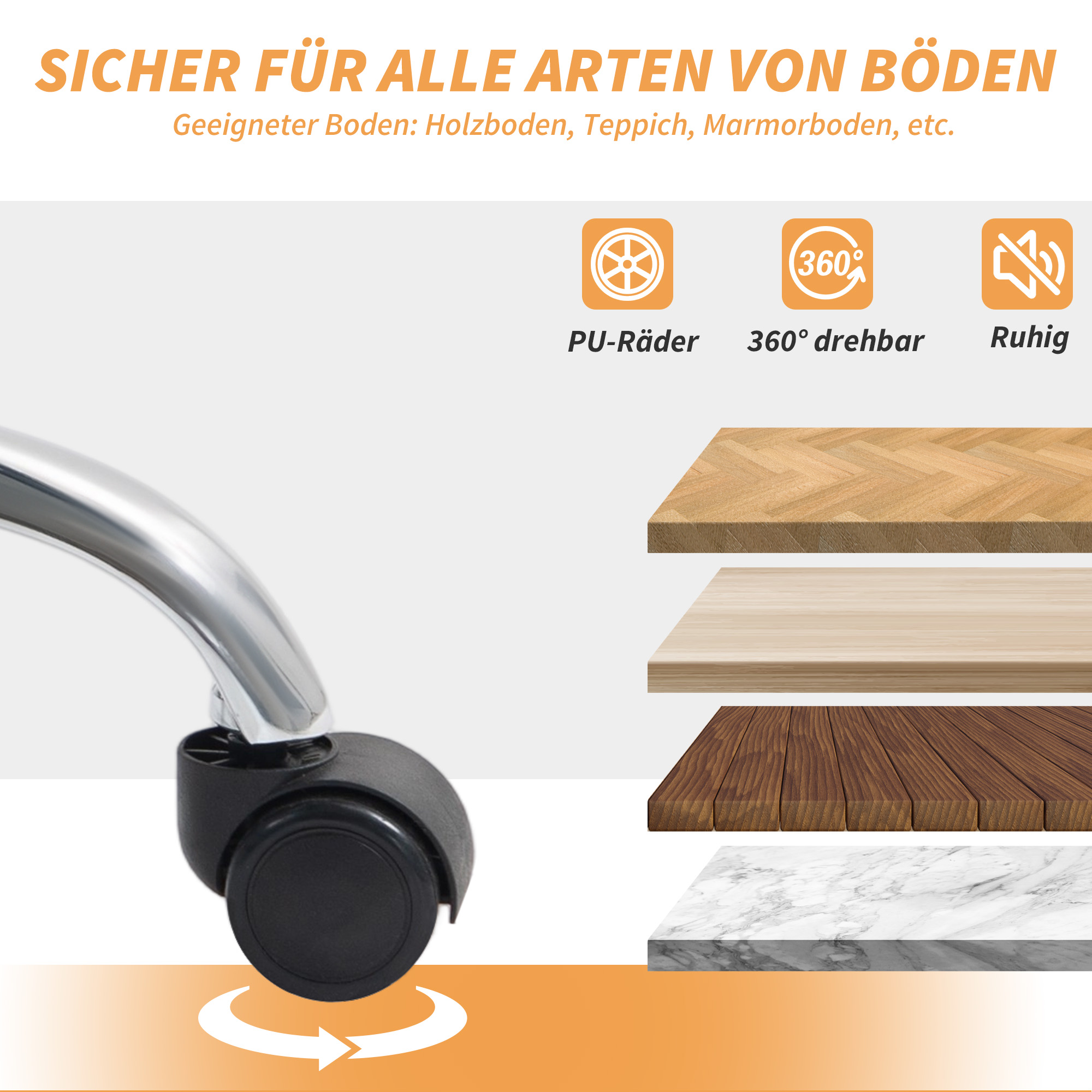 Bürostuhl Ergonomischer Schreibtischstuhl mit Lendenwirbelstütze, Fußstütze Hellbraun