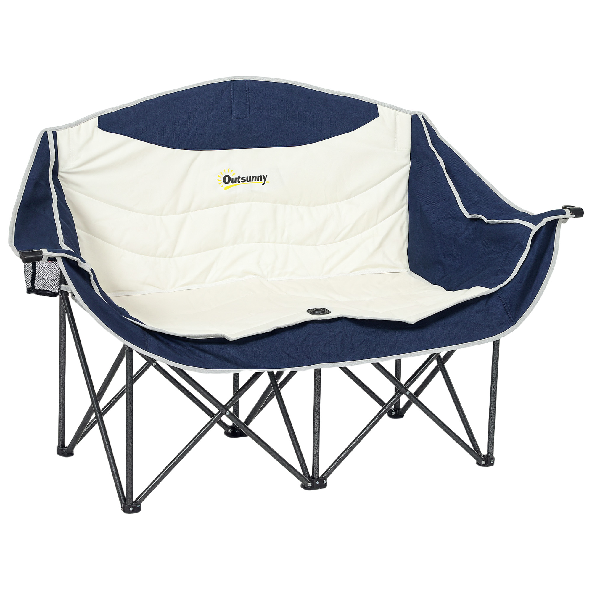 Faltstuhl faltbar 2 Sitzer Campingstuhl mit Getränkehalter Tragetasche bis 250kg belastbar Blau
