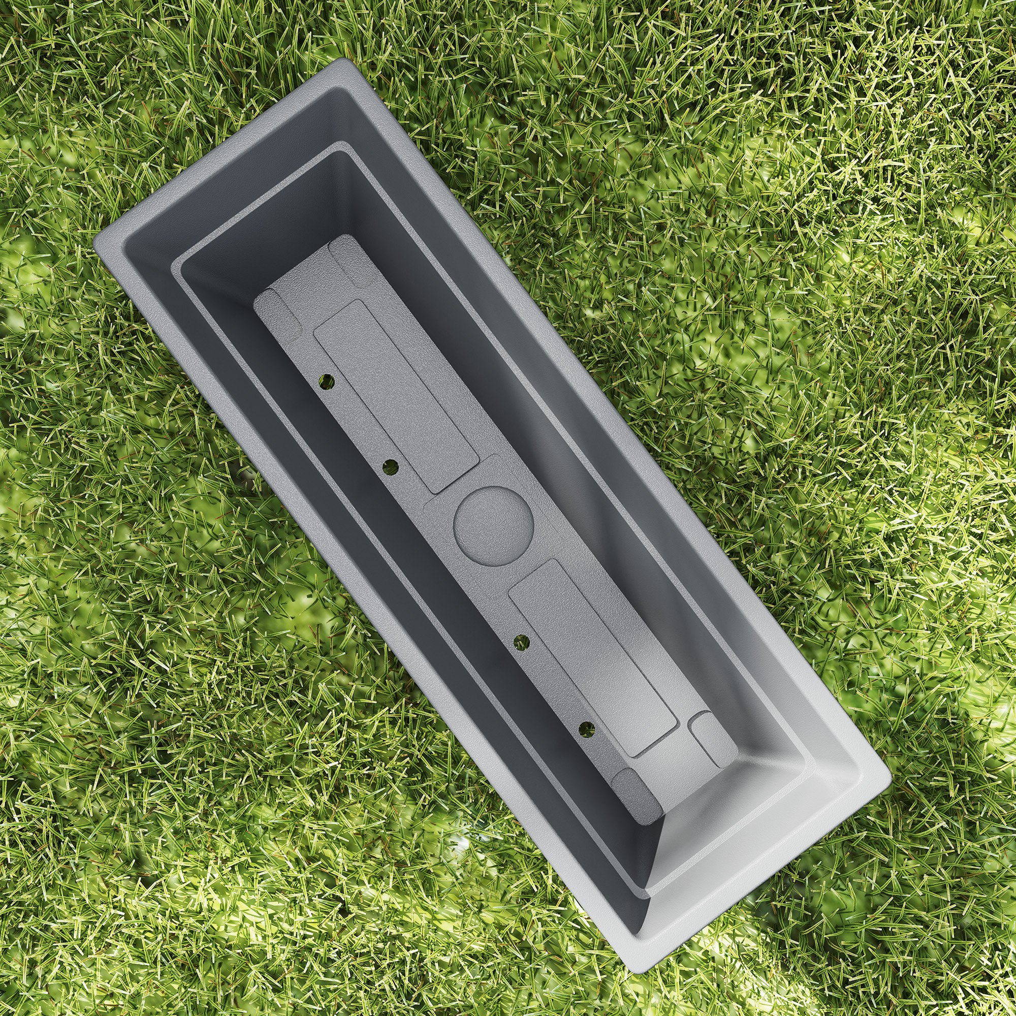 5er-Set Blumentöpfe, Pflanzengefäße aus Kunststoff für Terrasse, Garten, Balkon, 59 x 21 x 16 cm, Grau