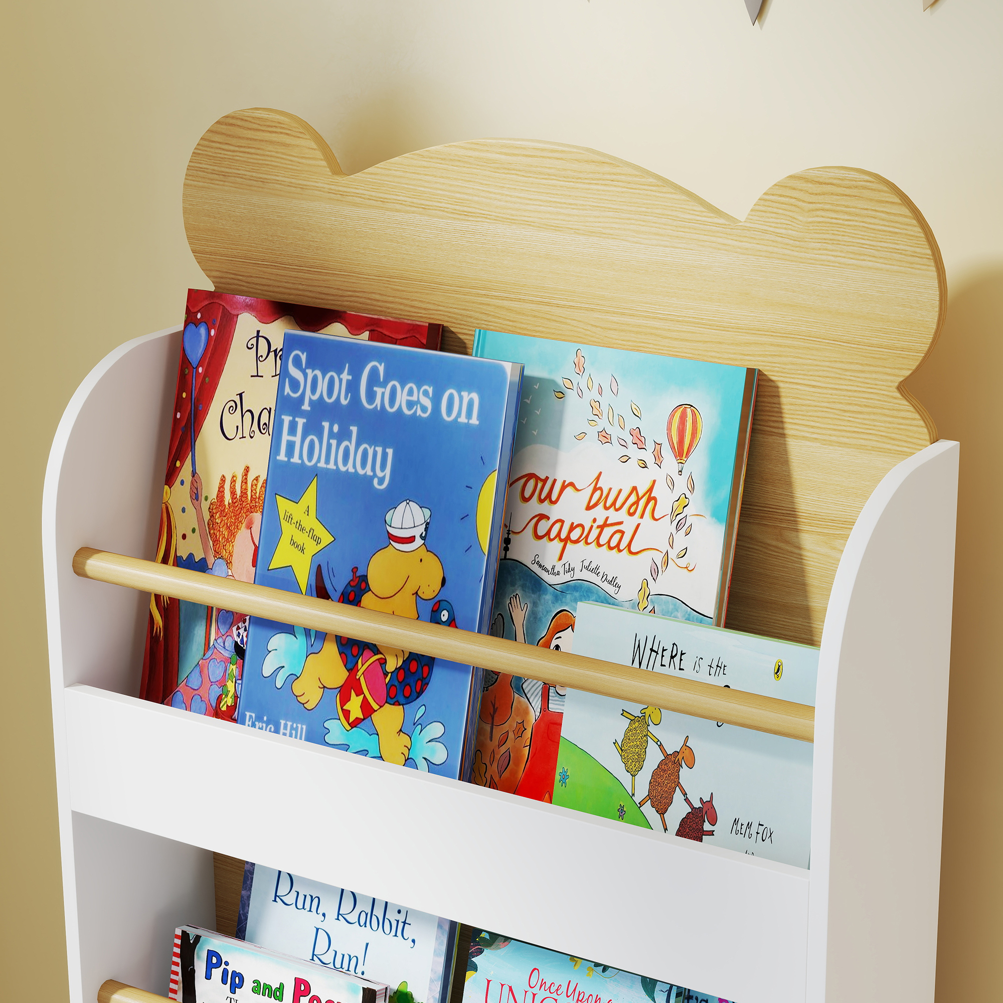 Bücherregal für Kinder Kinderregal mit 3 Ablagen Aufbewahrungsregal aus Holz 55x15x110cm Naturholz