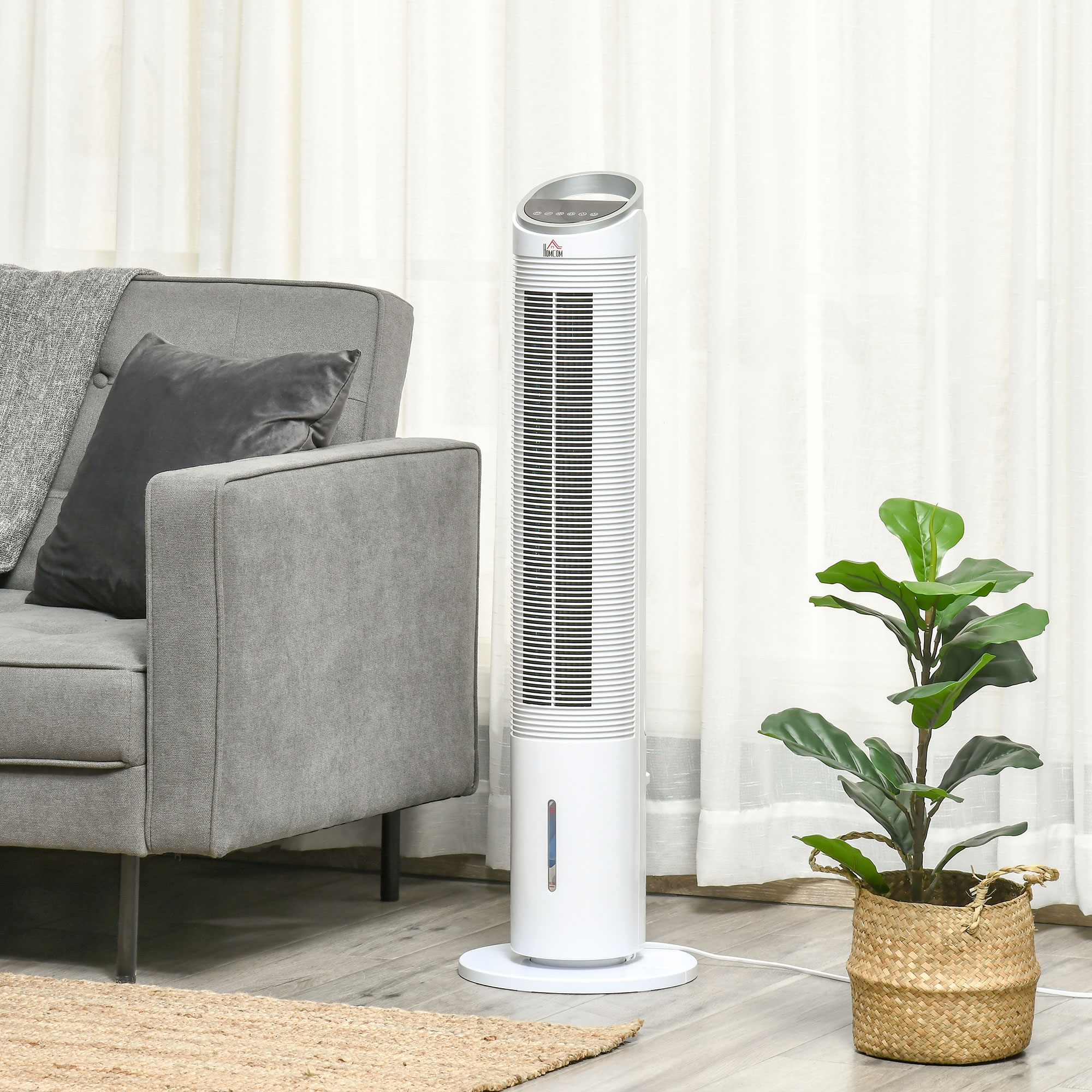 Turmventilator mit Wasserkühlung und Fernbedienung 60W 20? 30 cm x 30 cm x 100,8 cm 3 Modi Weiß