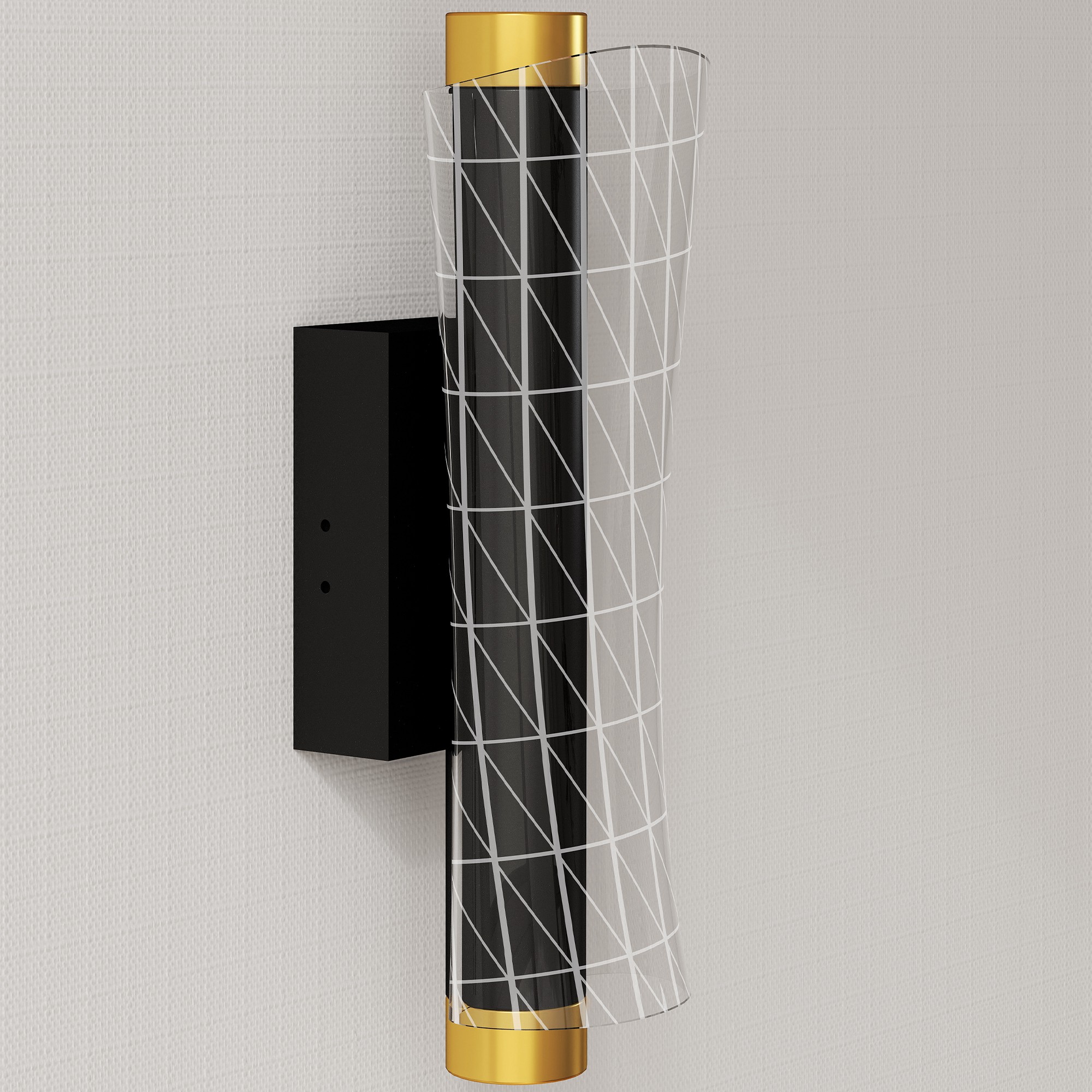 Wandleuchte Innen Wandlampe mit LED Lichte, Gitterdesign, Dimmbar Nachttischlampe Metall, Schwarz