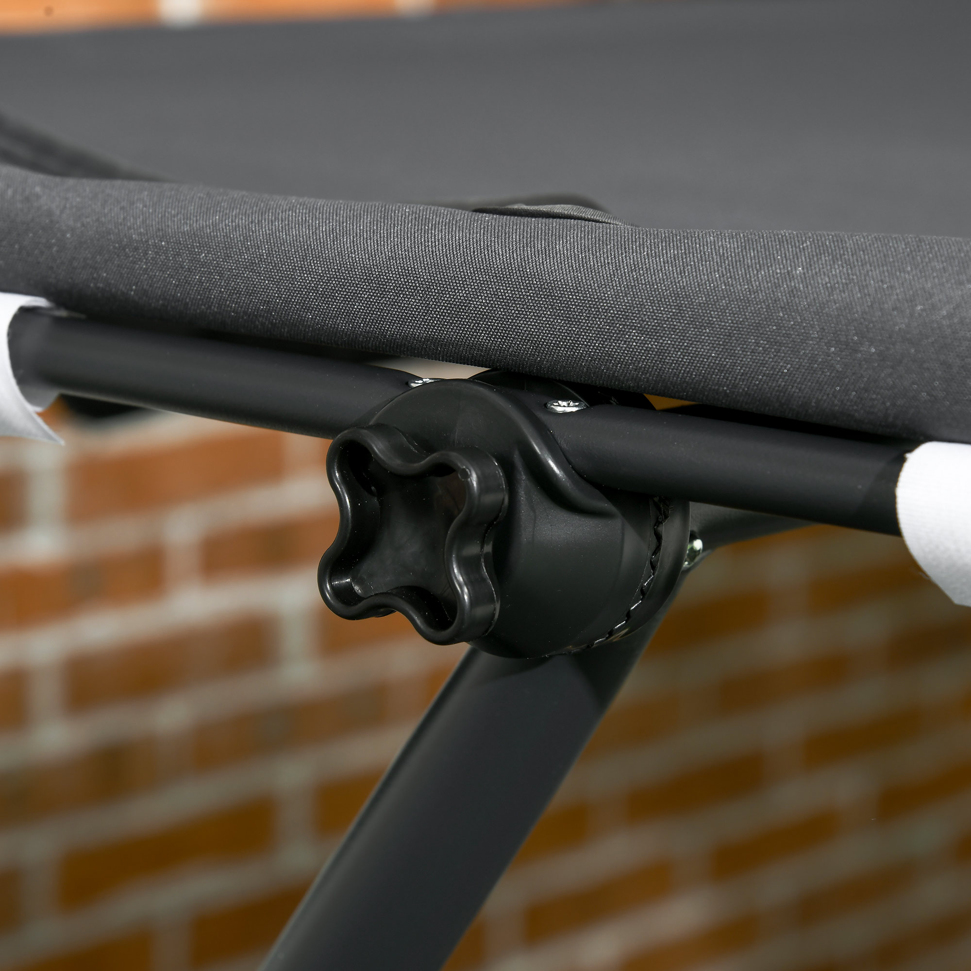 Doppel-Sonnenliege für 2 Personen, inkl. Kissen u. Baldachin, 200 cm x 139 cm x 140 cm, Dunkelgrau