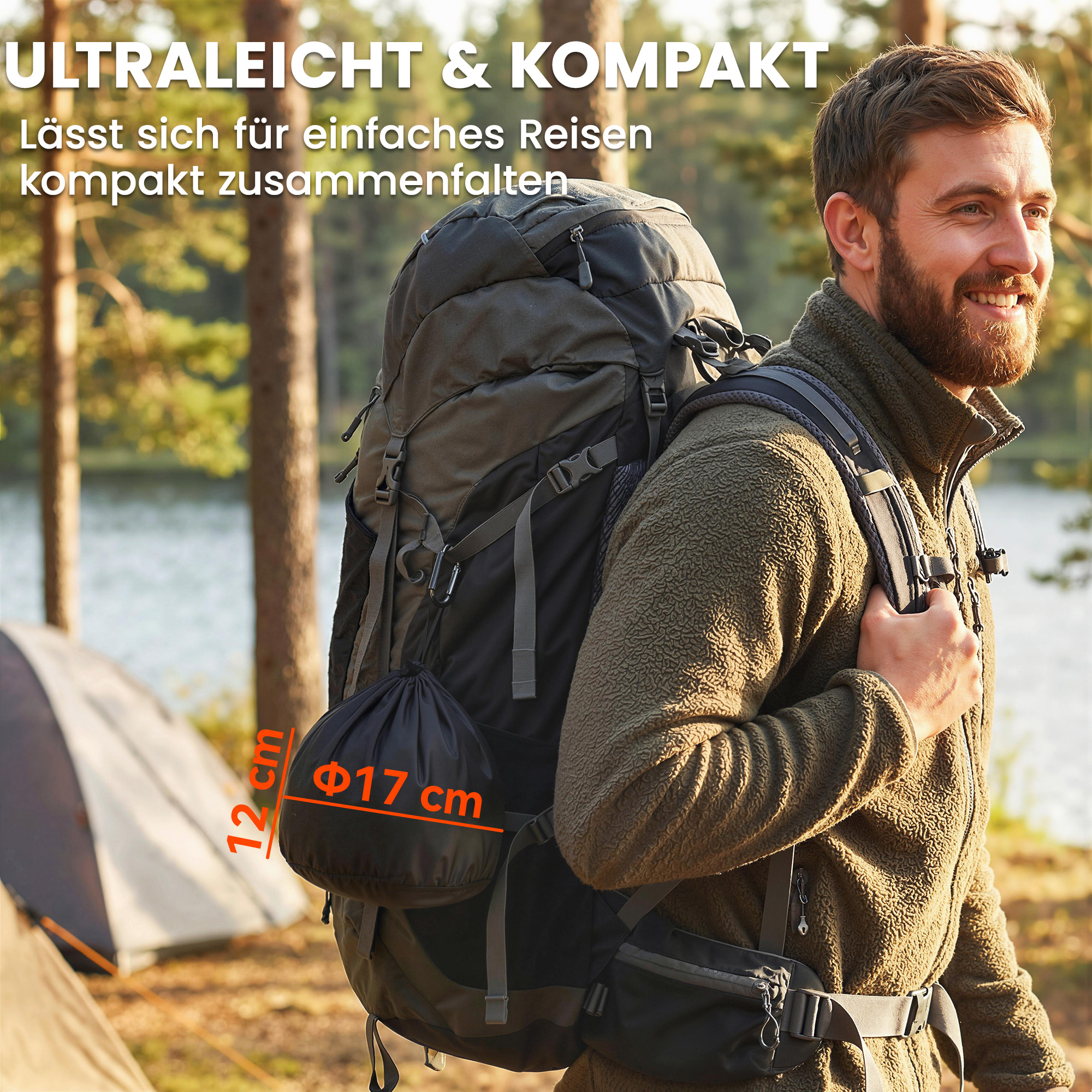 Camping Kochgeschirr Set 8-teiliges Outdoor Geschirr Set mit Anti-Verbrühungsgriffen schnell erhitzend Topf Pfanne Grau