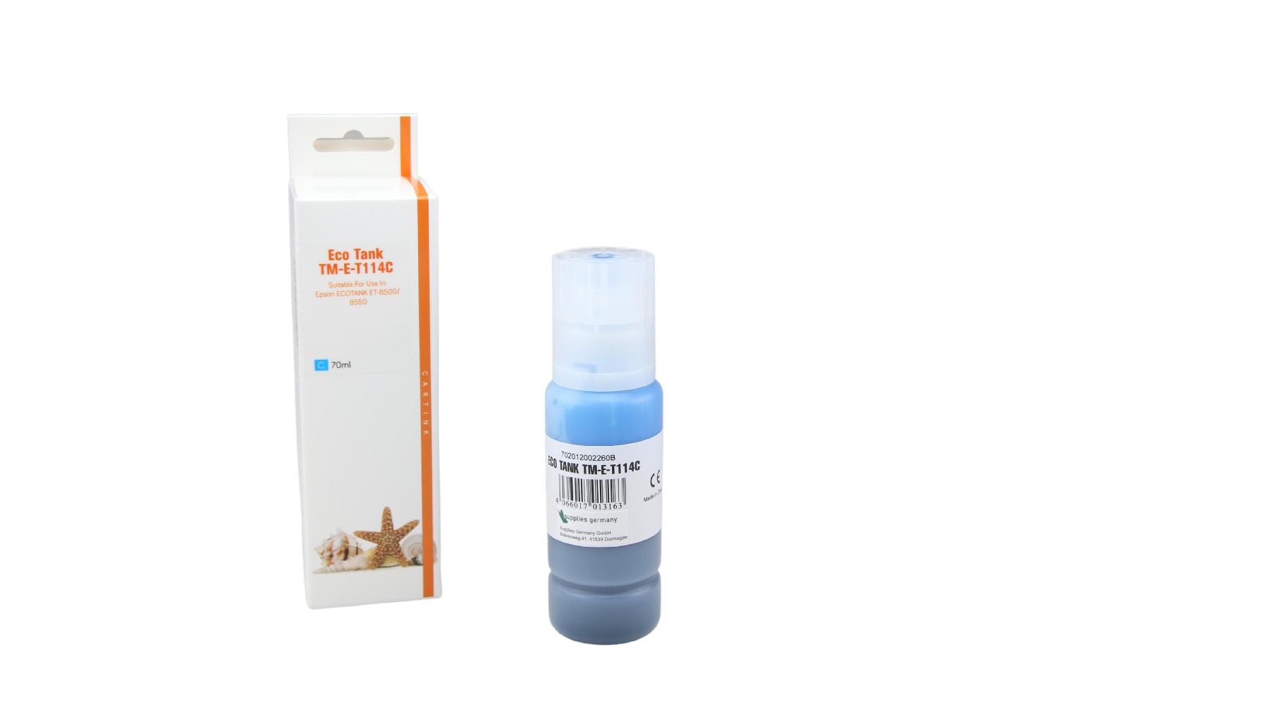 T114C Eco Tank Nachfüllflasche Cyan für Epson / C13T07B240 / 70ml T114C Eco Tank Nachfüllflasche Cyan für Epson / C13T07B240 / 70ml