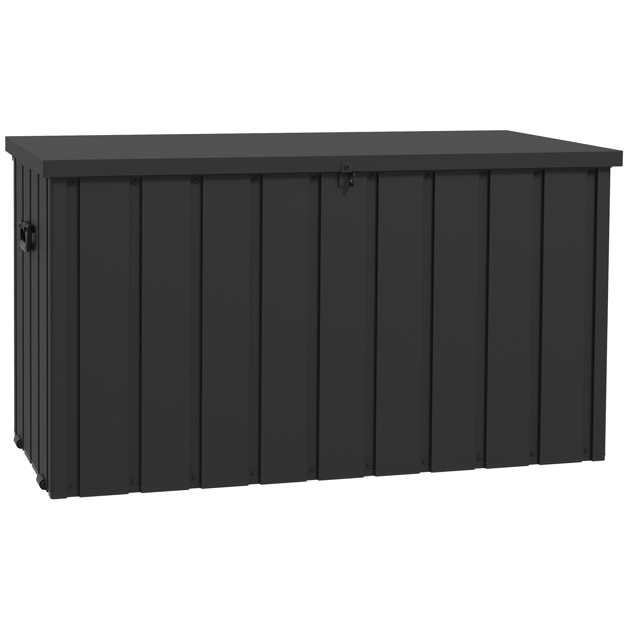Aufbewahrungsbox, Gartentruhe, 450L Stauraum, 2 Räder, Stahlrahmen, 125x61x70 cm, Dunkelgrau