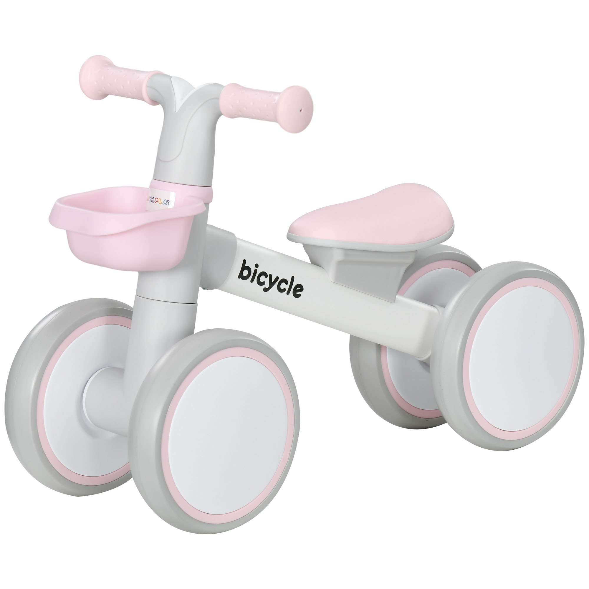 Laufrad, verstellbarer Sitz, geräuschlose Räder, 56x27x39 cm, Rosa/Weiß