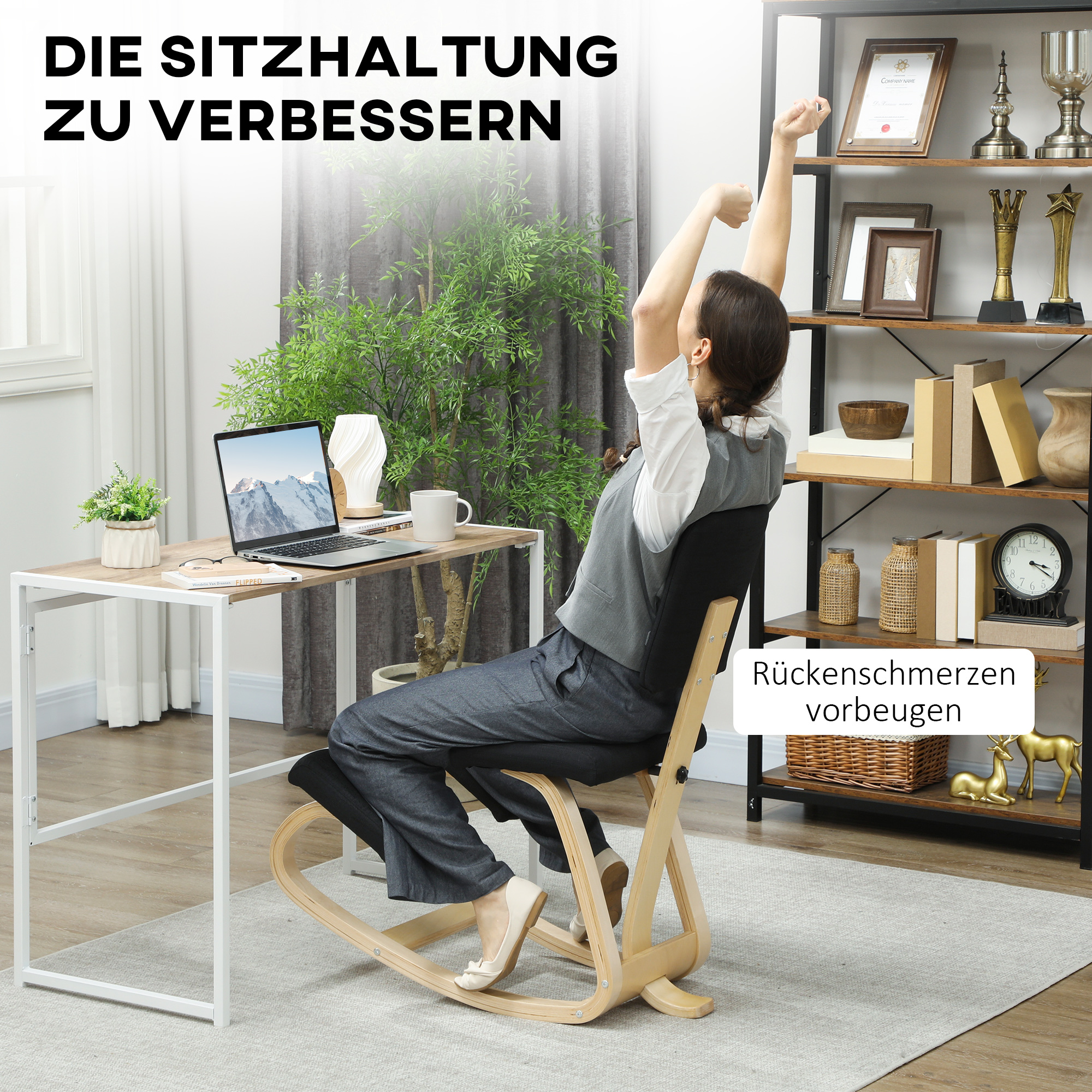 ergonomischer Kniestuhl, Kniehocker Gesundheitsstuhl für Zuhause, Büro, Meditation Schwarz