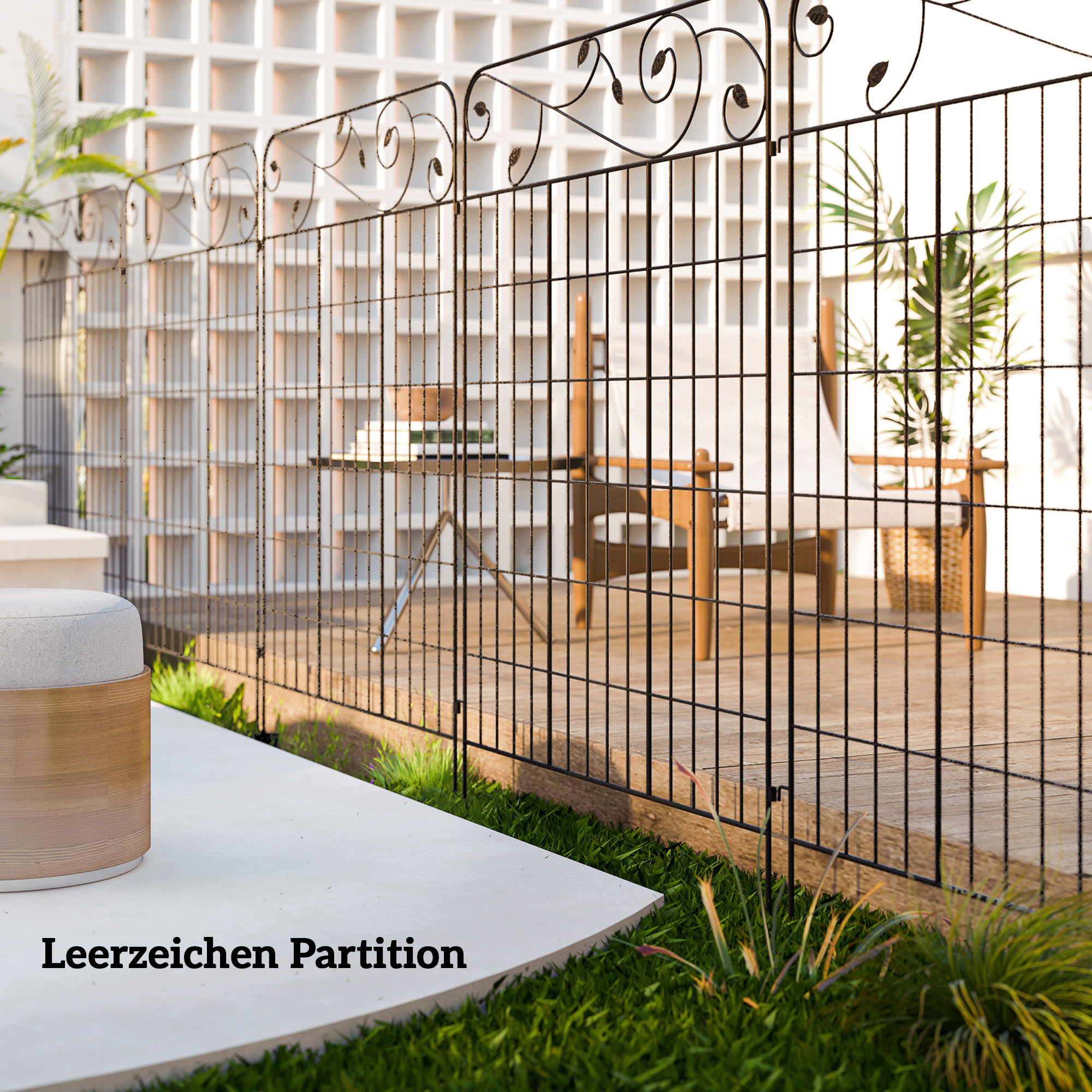 Gartenzaun Gitterzaun Zaun, Vintage-Design, wetterbeständig, 3,52 x 1,1m, Schwarz