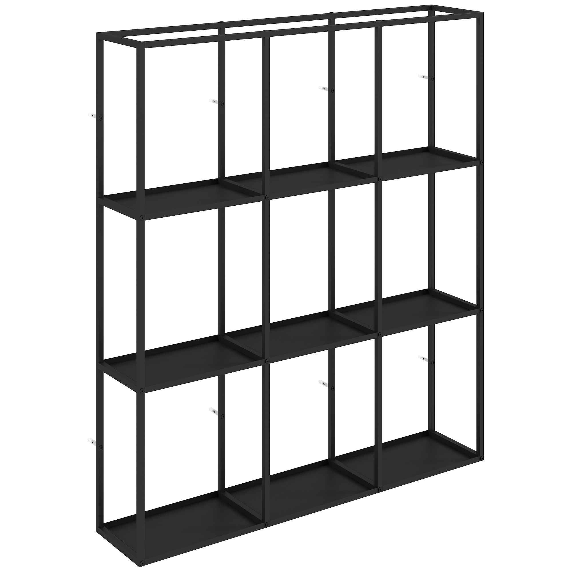 industrielles Wandregal mit 9 Fächern, Metallregal für Sammlerstücke, Ideal für Wohnkultur, Schwarz