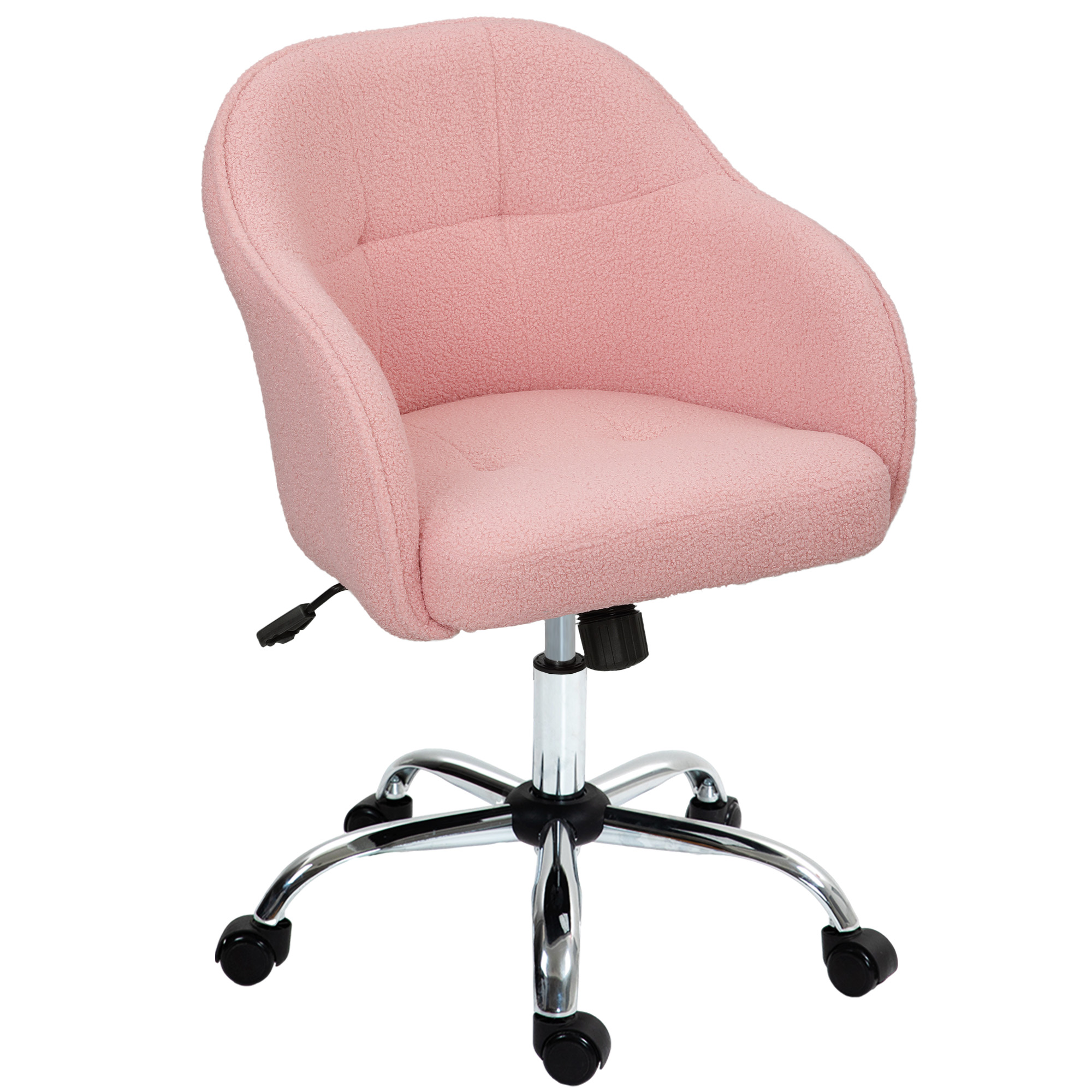 Homeoffice Stuhl, Ergonomisch Schreibtischstuhl mit Wippfunktion, Teddysamtoptik 56 x 61 x 86 cm Rosa