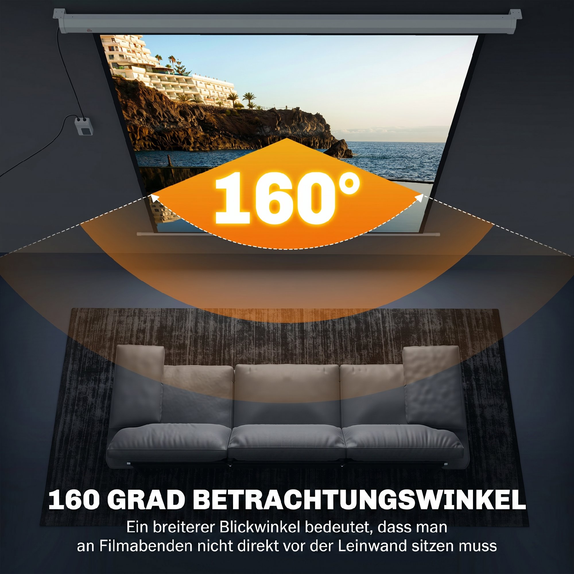 Beamer Leinwand 189,5 x 189,5 cm 92 Zoll 1:1 HD 4K Rollo-Leinwand für Heimkino für Heimkino Büro-Präsentationen