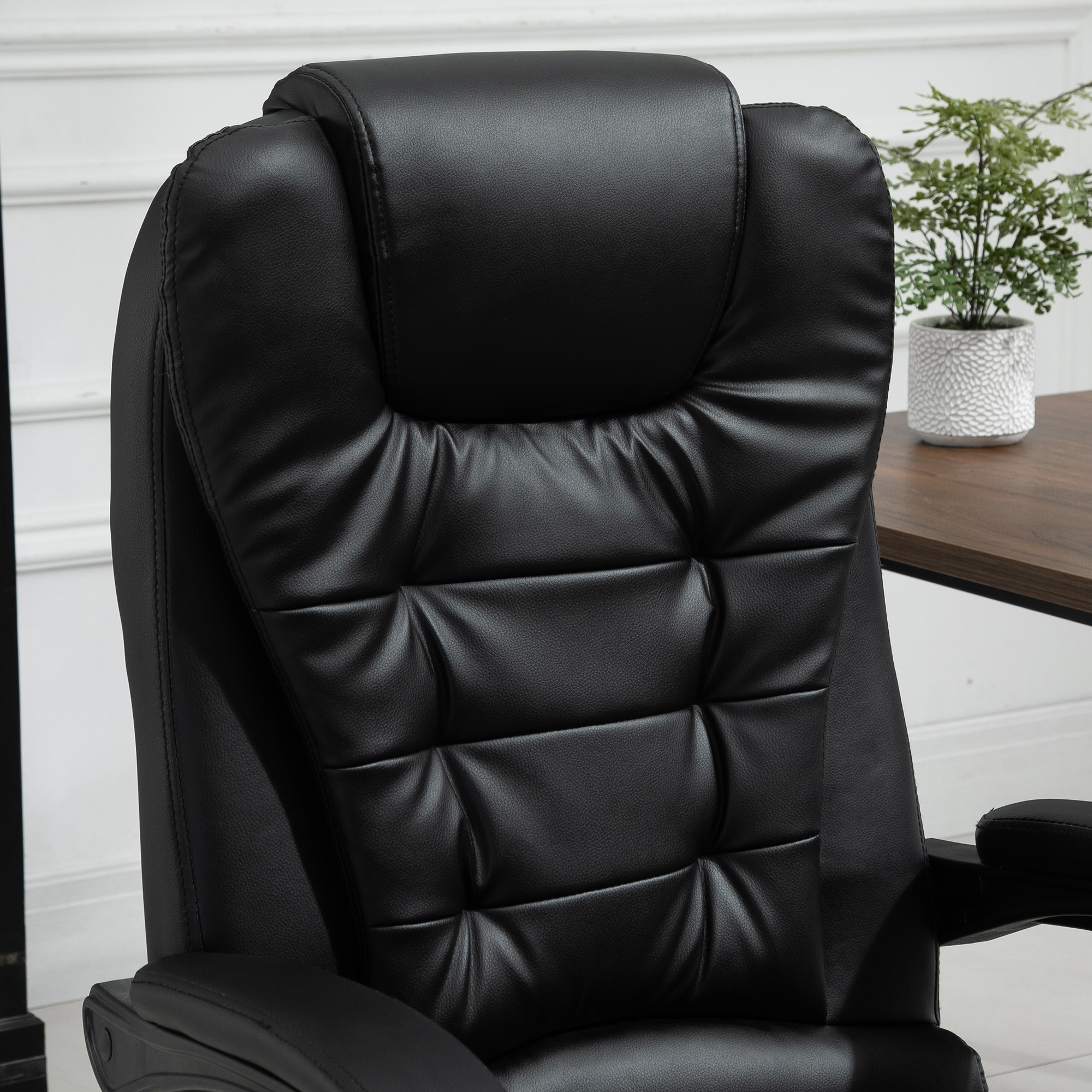 Schreibtischstuhl mit 7 Massagepunkten, höhenverstellbarer Drehstuhl mit integrierter Fußstütze, 67 x 79 x 111-121 cm