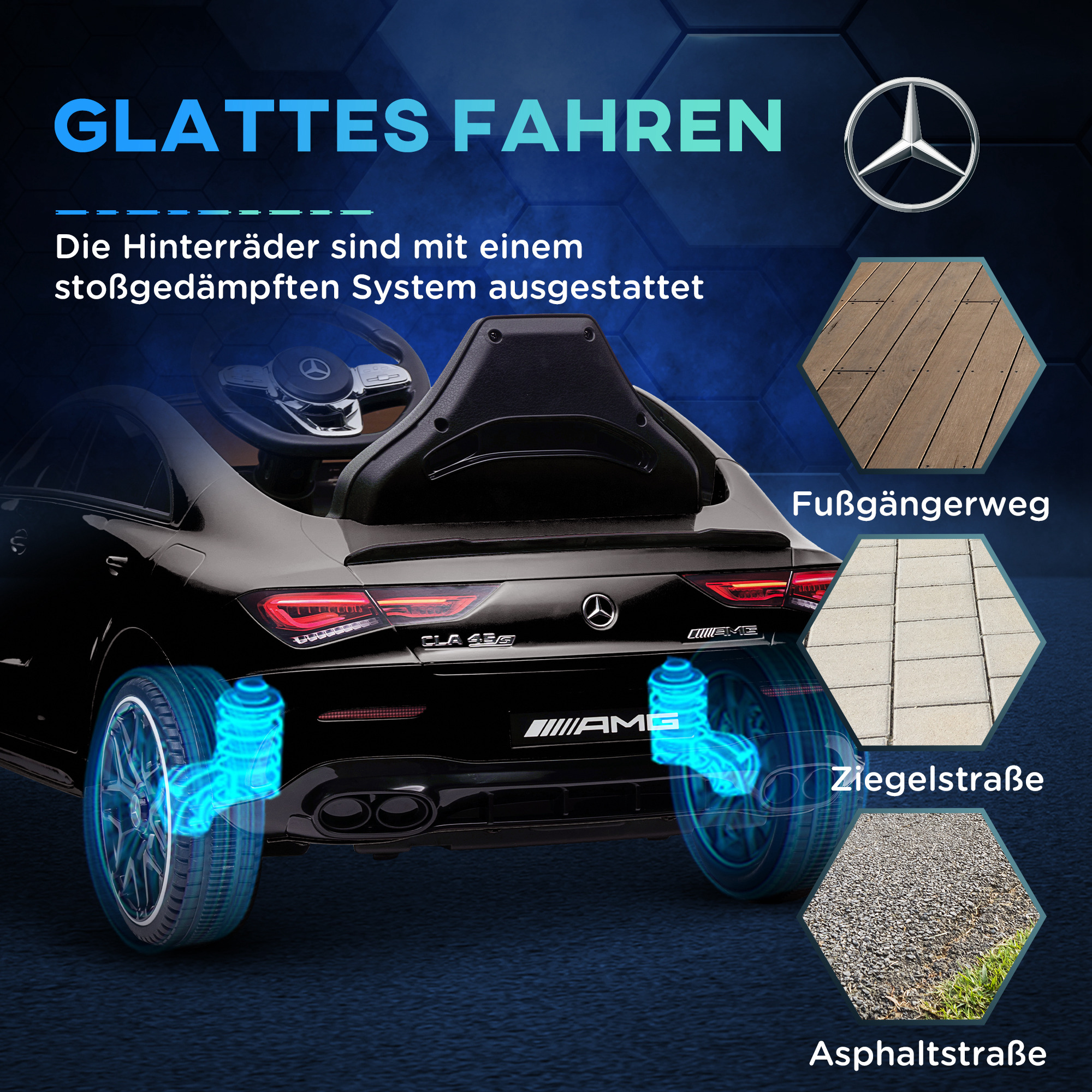Kinder-Elektroauto, fernsteuerbar, mit Transportrollen, LED-Lichter, Hupe, für Kinder von 3-6 Jahren, Schwarz