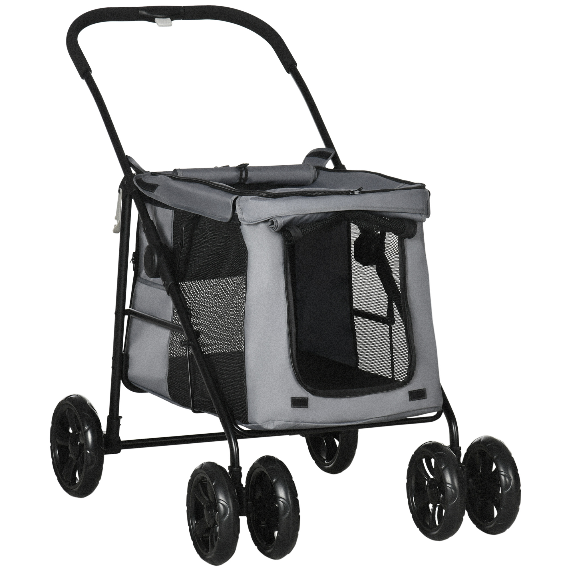 Hundebuggy Hundewagen bis 20 kg Klappbar 3 Seitentasche 102 cm x 62 cm x 105 cm Grau