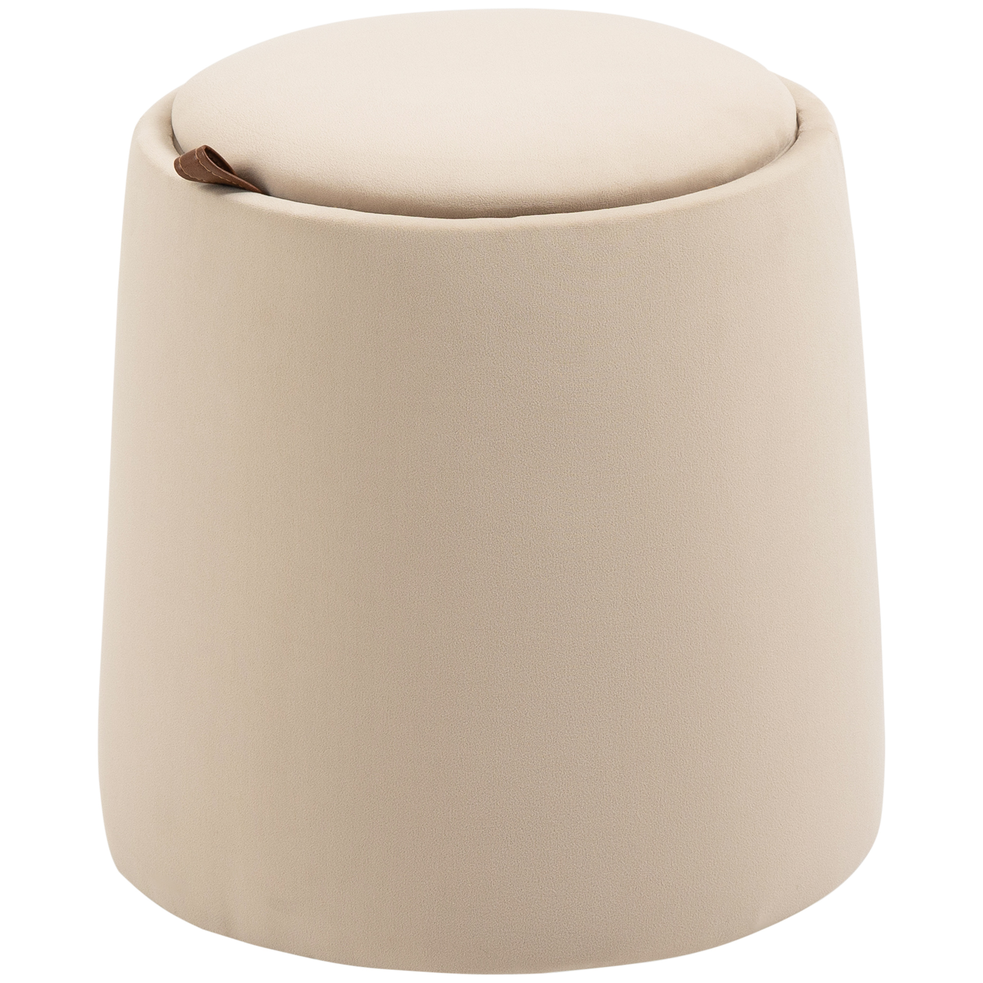 2-in-1 Hocker in Samtoptik inklusive Stauraum und abnehmbaren Deckel Φ44 cm x 47,5 cm Beige