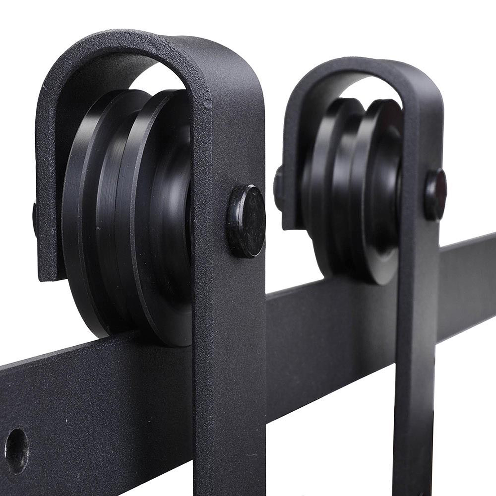 Gleitschienen-Bausatz für Schiebetüren, max. 100 kg Belastbarkeit, Metall, Schwarz, 2 m, Schwarz