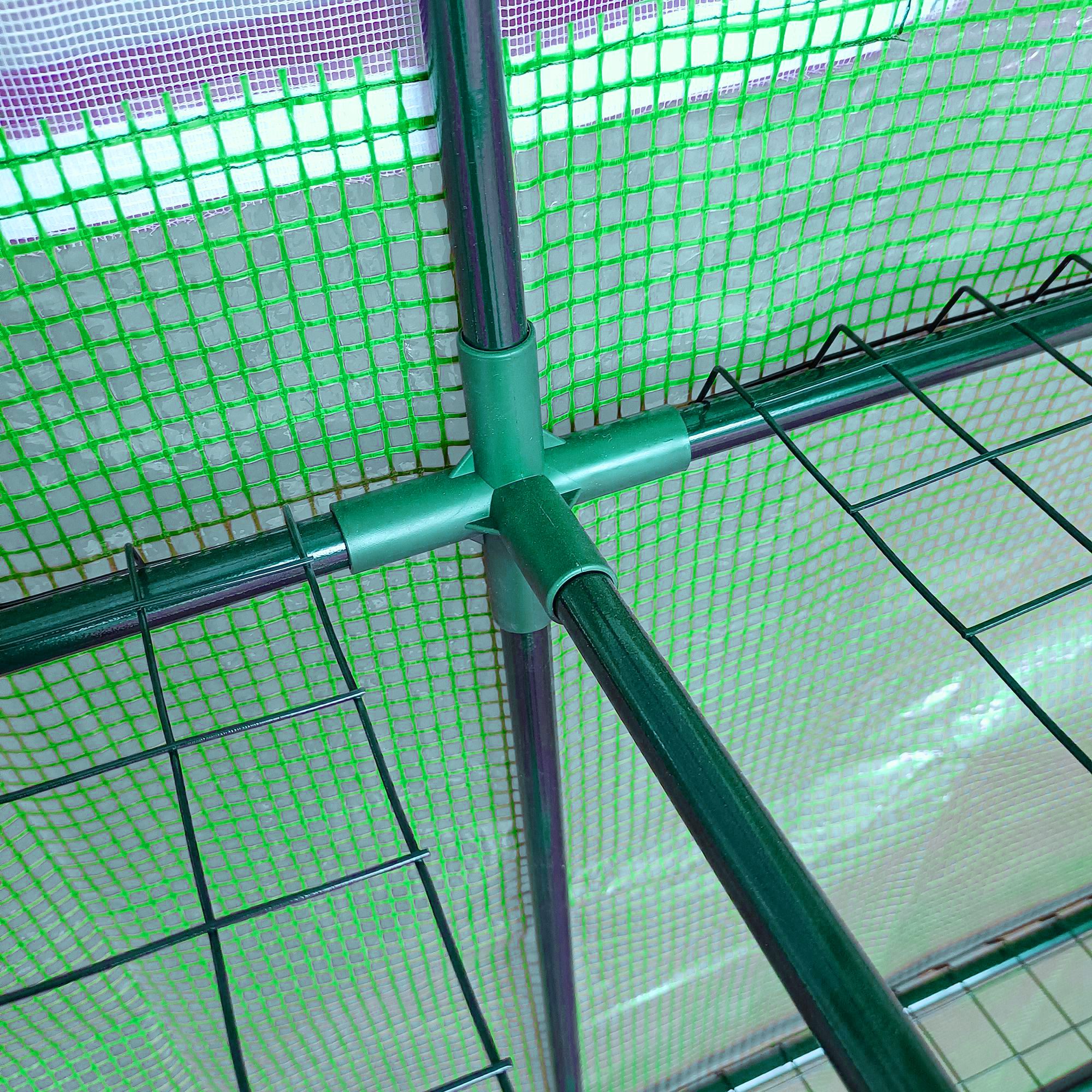 Foliengewächshaus Tomatengewächshaus mit Mesh Fenster, Treibhaus mit aufrollbaren Türen, Anzuchthaus mit UV Schutz, Grün, 200 x 100 x 215 cm