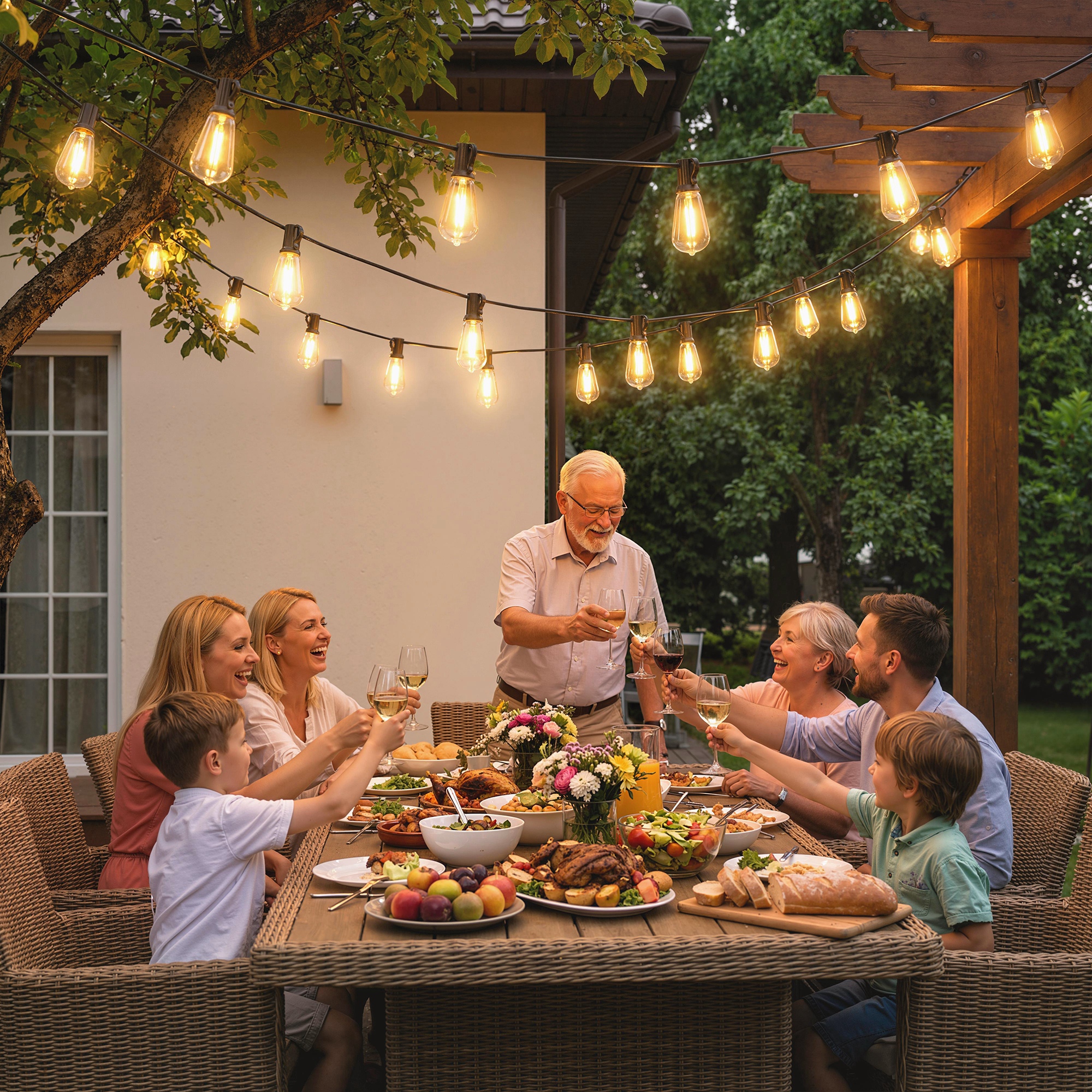 50 LED Vorhanglichter, 18 m verbindbare Lichterkette, IP44 wasserdicht, Innen- und Außendekoration