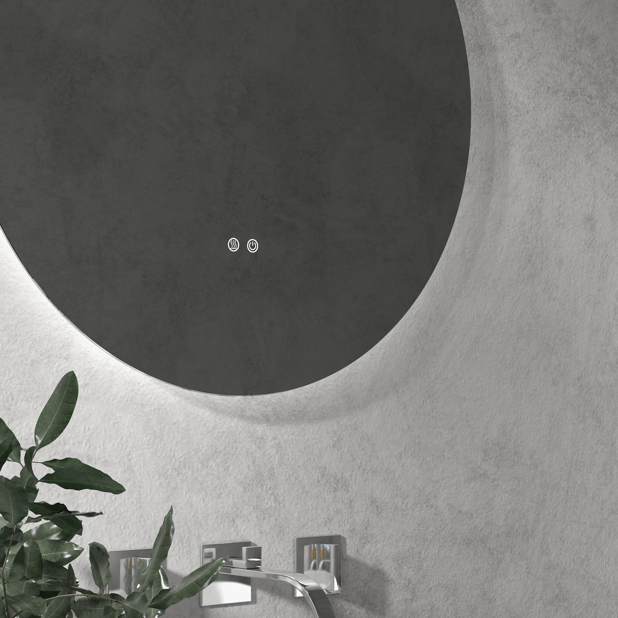 Badezimmerspiegel, LED, Farbwechsel, Antibeschlag, Touch-Schalter, IP44, Ø 60 cm, Weiß