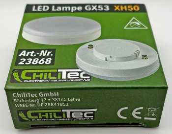 LED Leuchtmittel GX53 "XH 50" warmweiß / 5W, 431lm, Ø75x25mm, 120°, 3000k