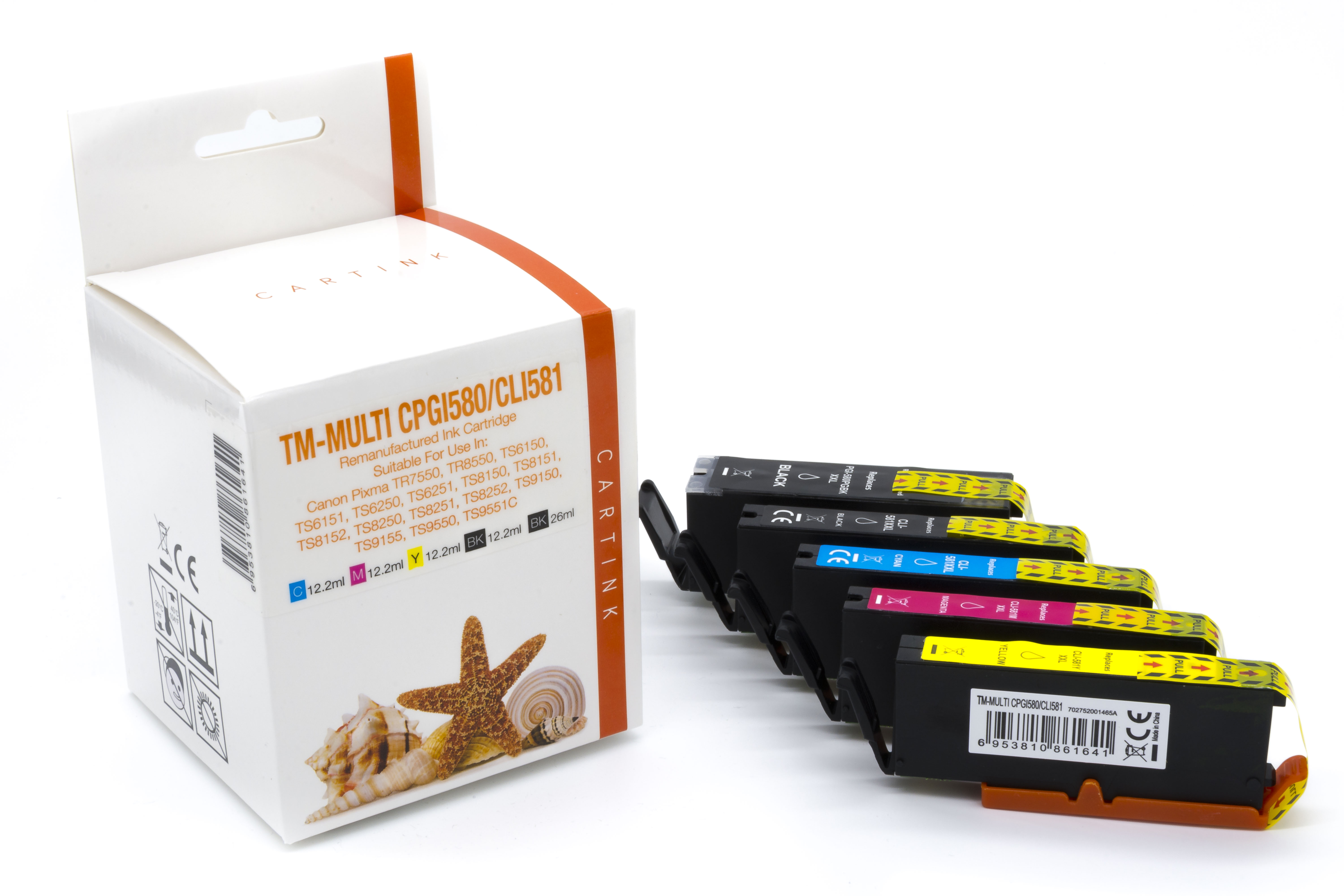 Multipack PGI580/CLI581 alternativ Tinte für Canon / BKCMYK  1 x 26ml  4 x 12,2ml