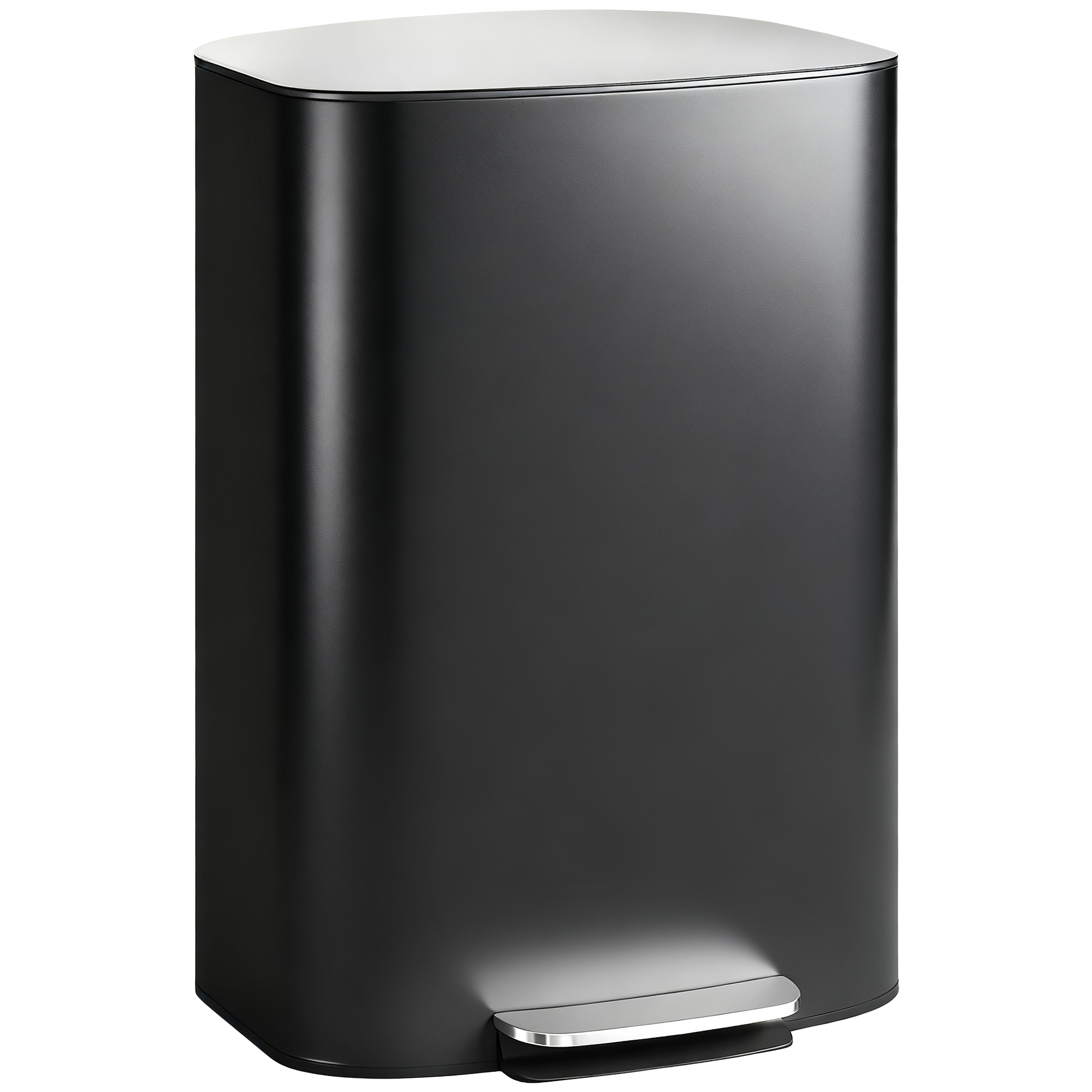 Mülleimer Küche 50 Liter Treteimer mit Bleib-Offen-Funktion, Soft-Close-Deckel, Pedal, Schwarz