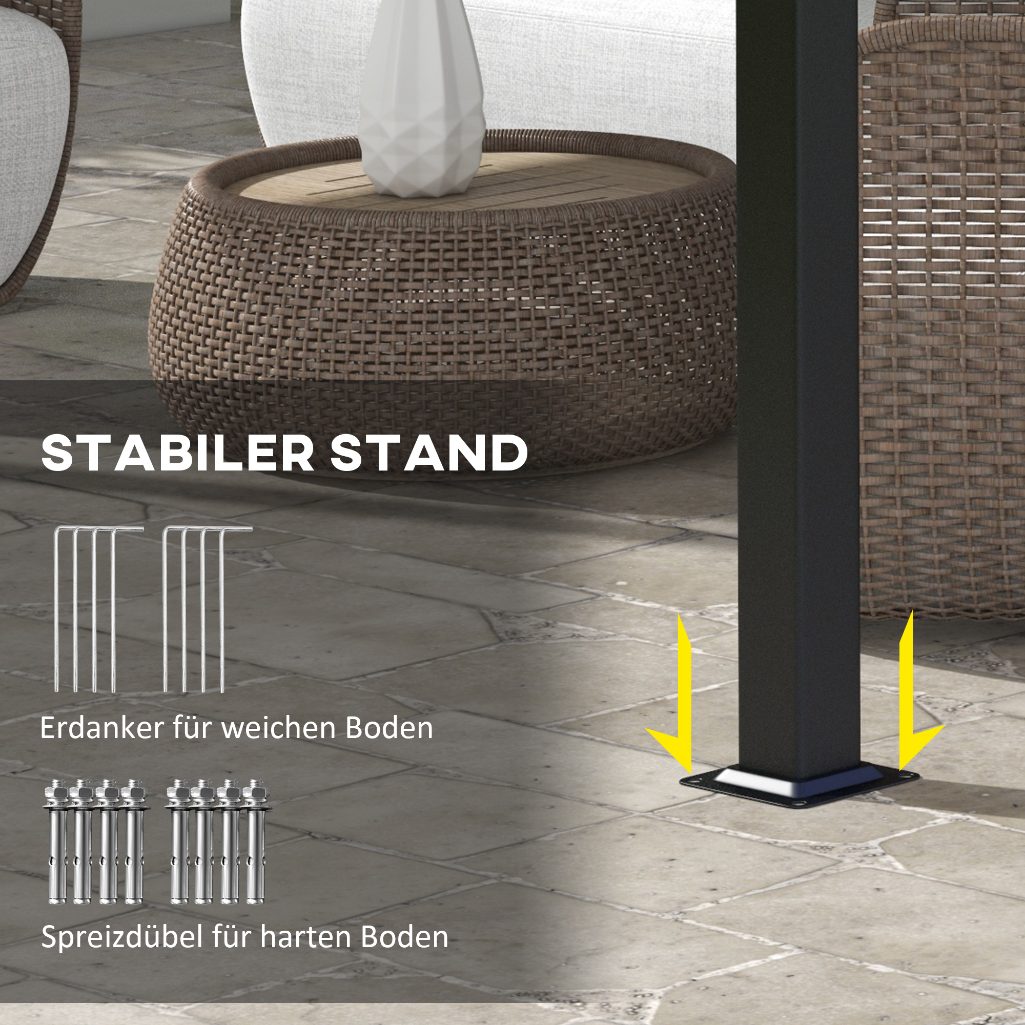 Markise Sonnenschutz. Pergola, wetterbeständig,  inkl. Befestigungsmaterial, 3 x 3,5 m, Dunkelgrau