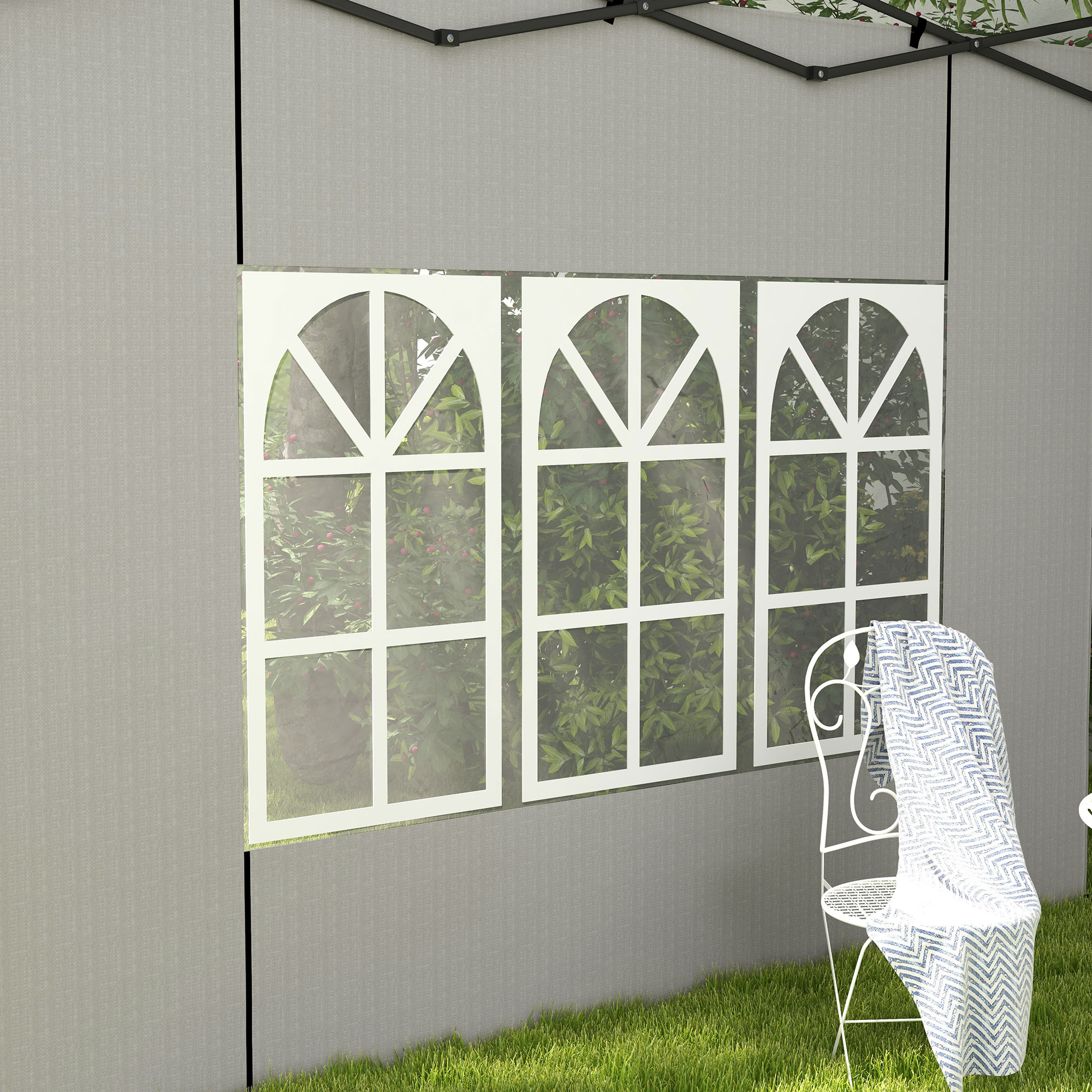 2er Set Seitenwände für Pavillon 3x3 3x6 Wasserdicht Seitenteile mit Fenster Weiß