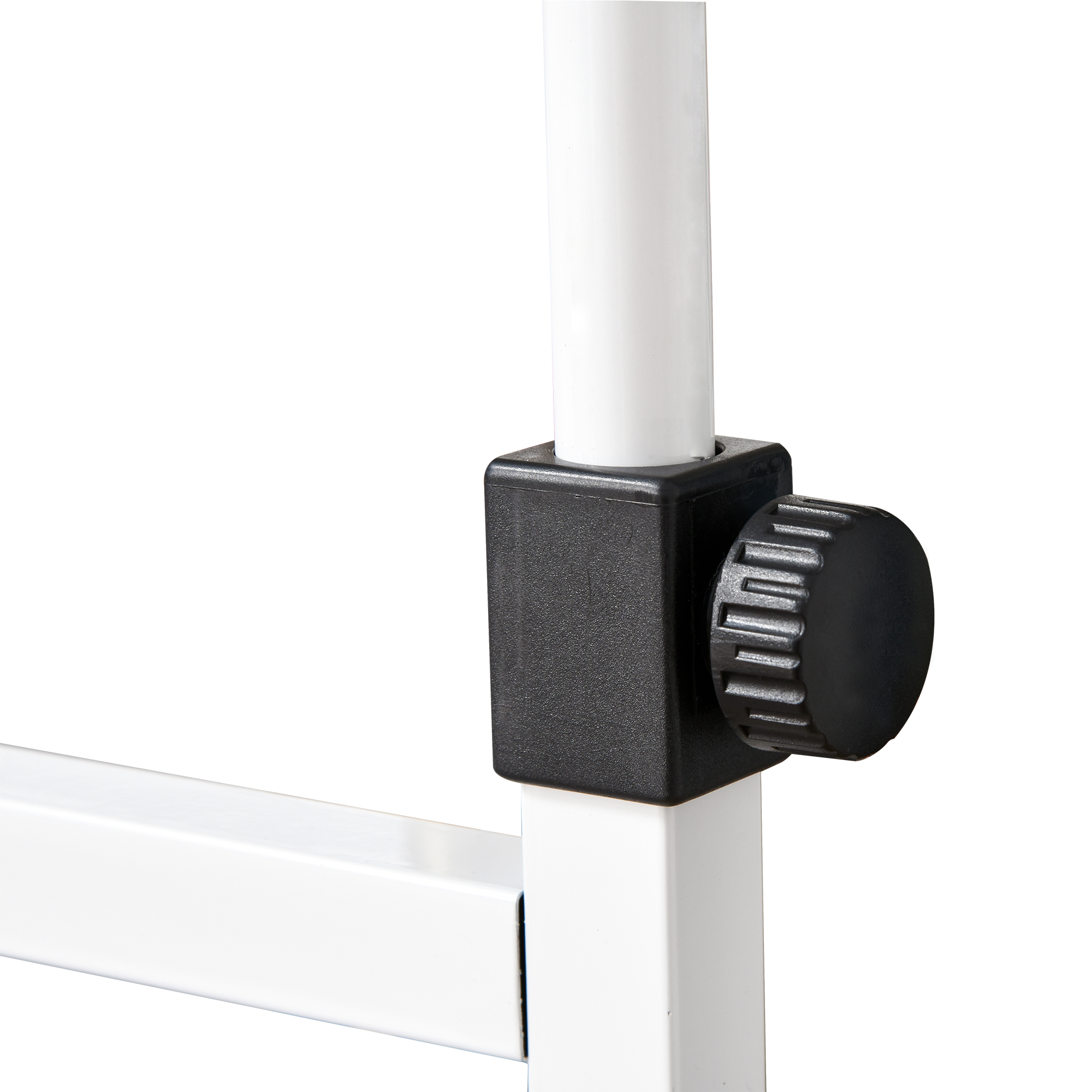 Beistelltisch mit Rollen, höhenverstellbar, kompakt, 2 Ablageböden, Metallrahmen, 80x40x72-82 cm, Weiß