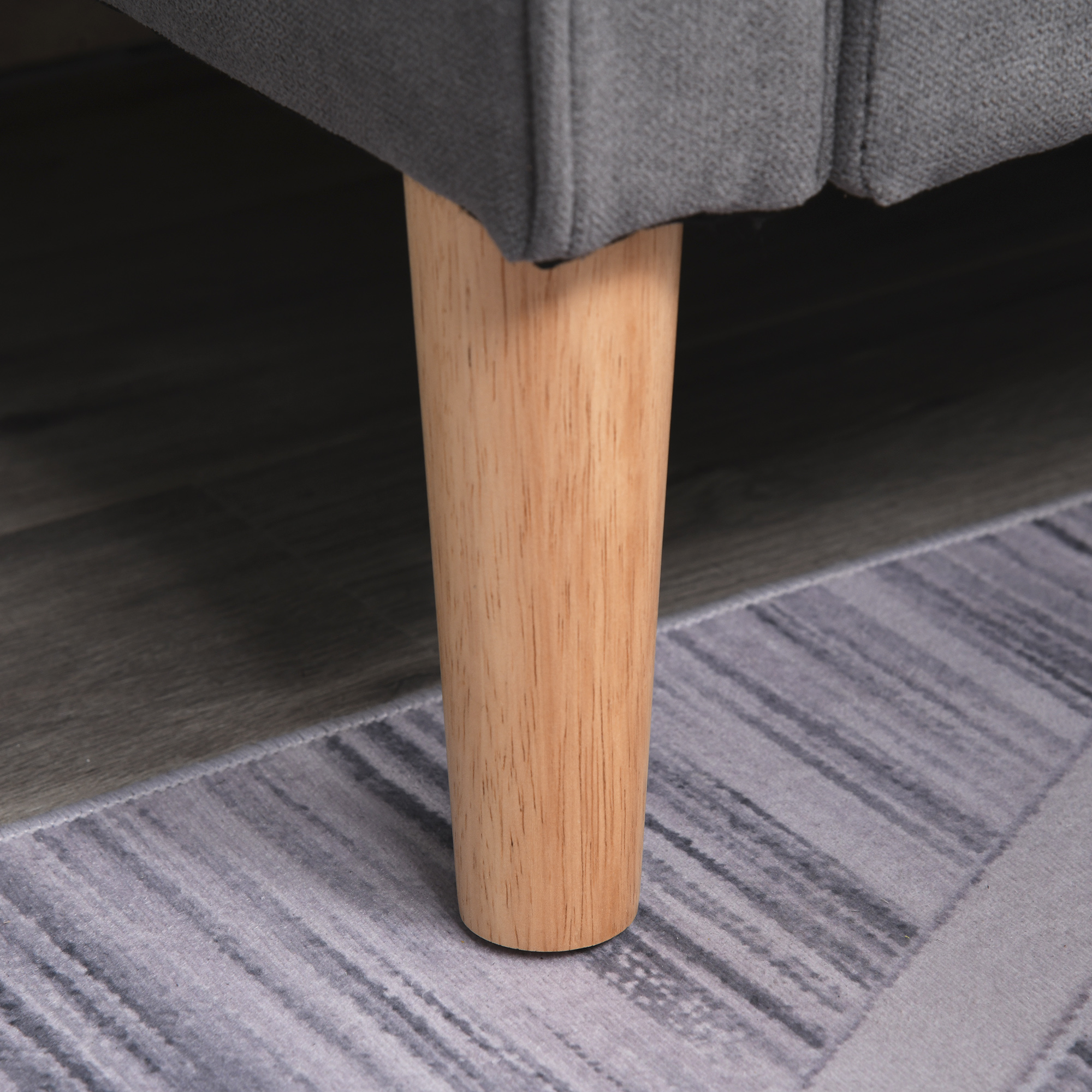 2 Sitzer Sofa, Couch mit Stauraum, Holzbeine, gepolstertes Polstersofa mit Samtoptik für Wohnzimmer, Schlafzimmer, 117x 62 x 78 cm, Grau