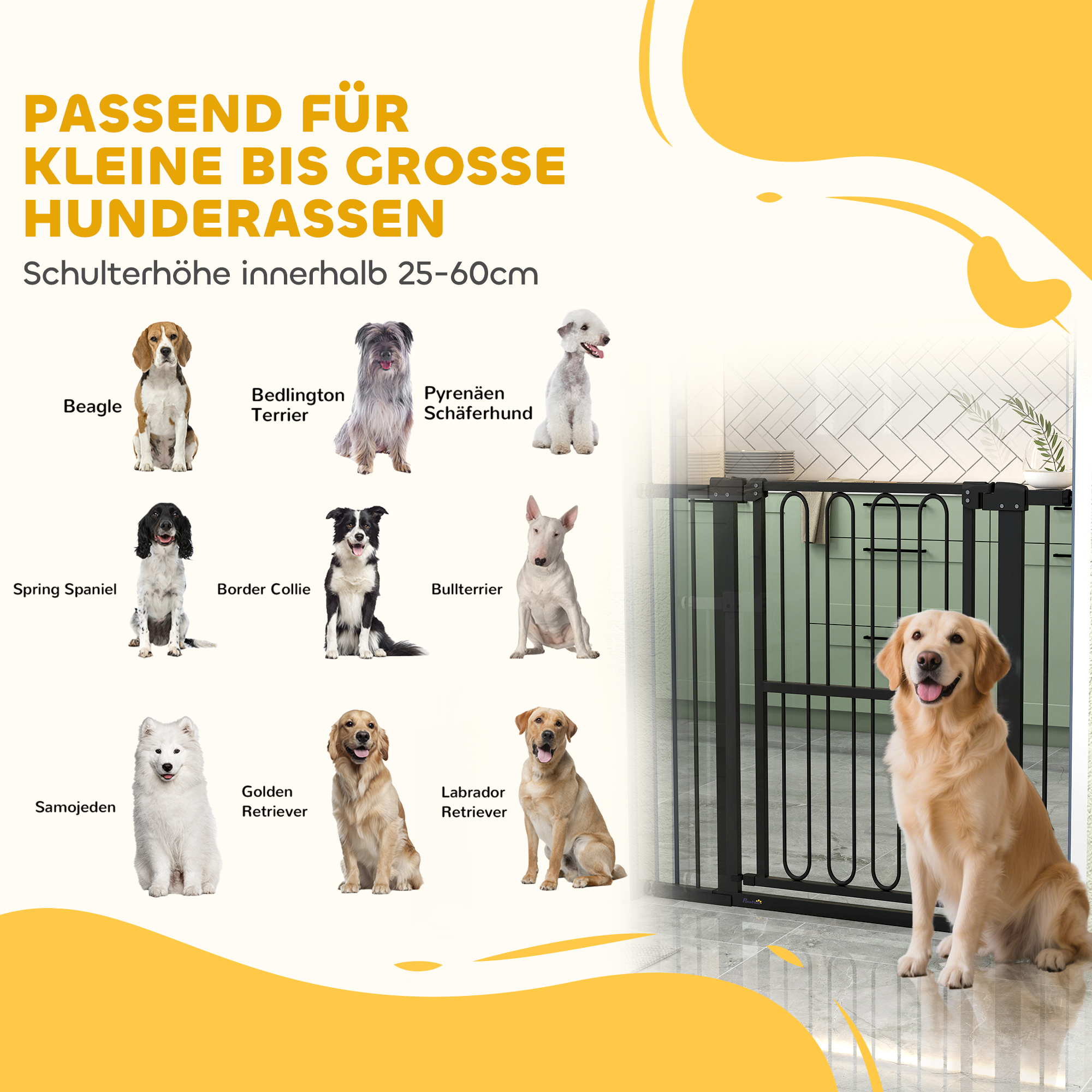 Türschutzgitter Hund, 76-104 cm Absperrgitter ohne Bohren, Treppengitter