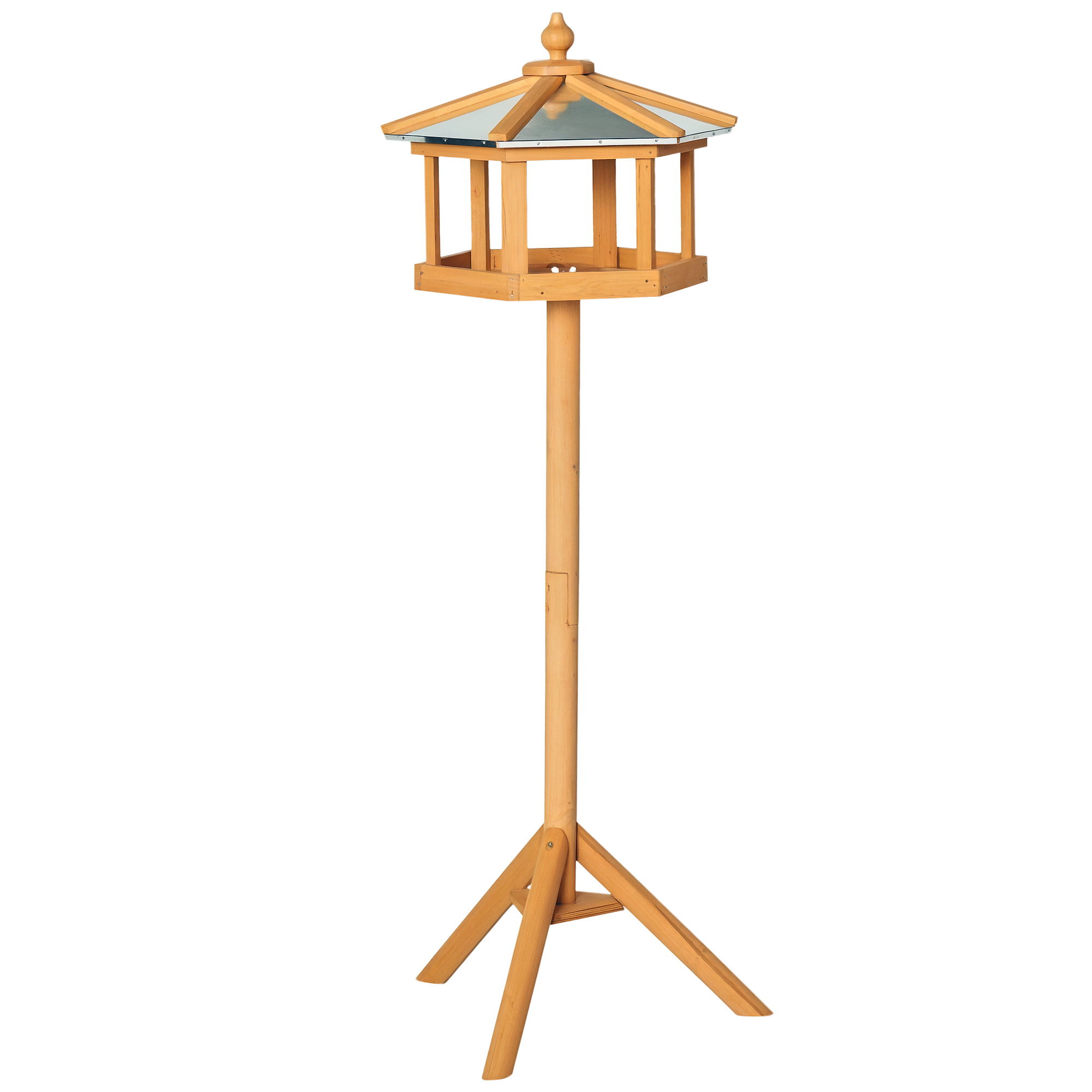 Vogelhaus mit Ständer wetterfestes Vogelfutterhaus mit wetterfestem Zinkdach Futterhaus aus Holz für Wildvögel 40 x 40 x 113 cm Gelb