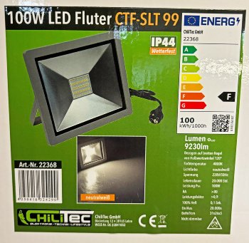 LED-Fluter SlimLine "CTF-SLT 99" silber / 100W, 9230lm, 4000K, neutralweiß, IP44