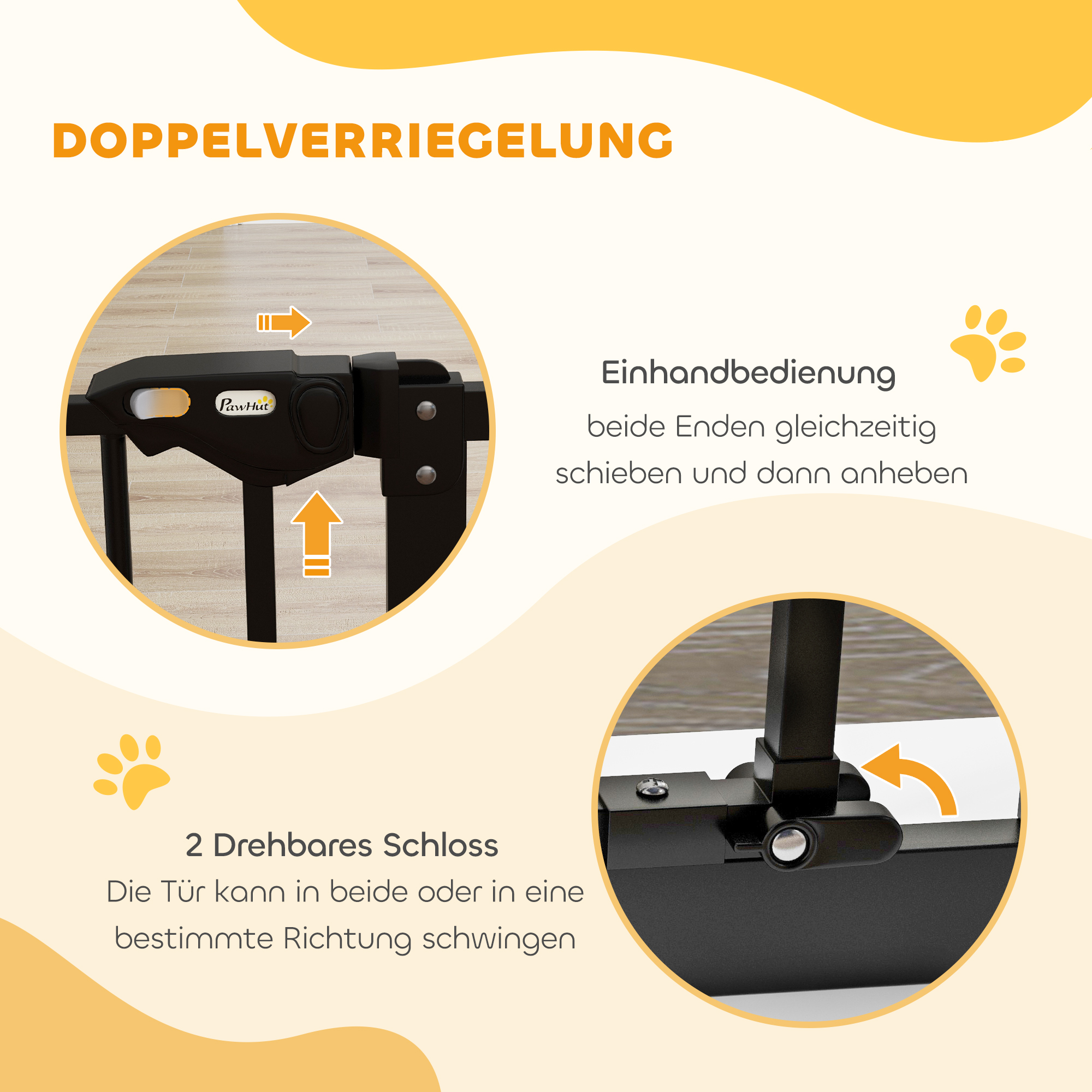 Türschutzgitter für Hunde, Absperrgitter, Schutzgitter für Haustiere, Metall, Kunststoff, 74-80 cm, Schwarz