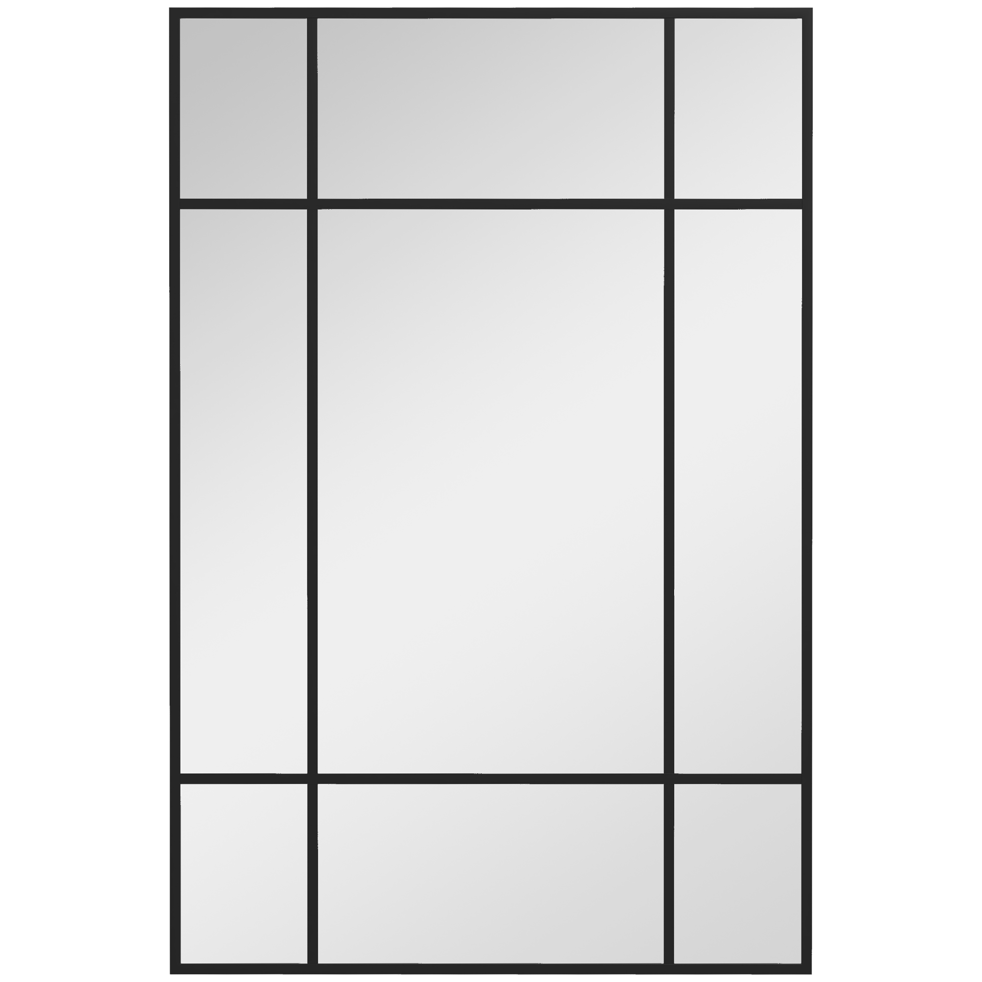 Wandspiegel, dekorativer Spiegel mit Metallrahmen, schwarze Streifen, Mehrschichtglas, 90B x 2T x 60H cm