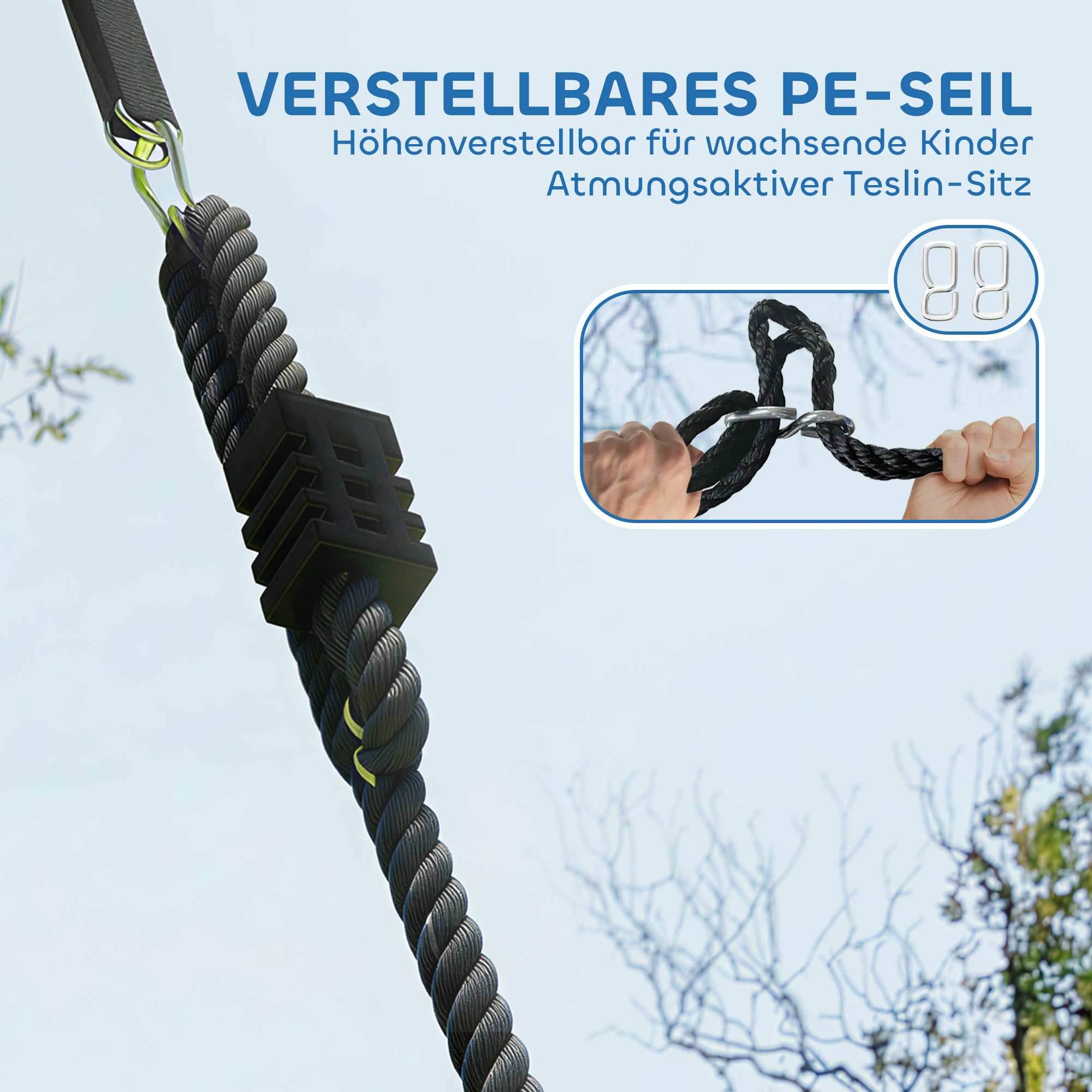 Nestschaukel höhenverstellbar Hängeschaukel bis zu 300kg mit verstellbarer Seile für 3-8 Jahre 148x77x180 cm Mehrfarbig