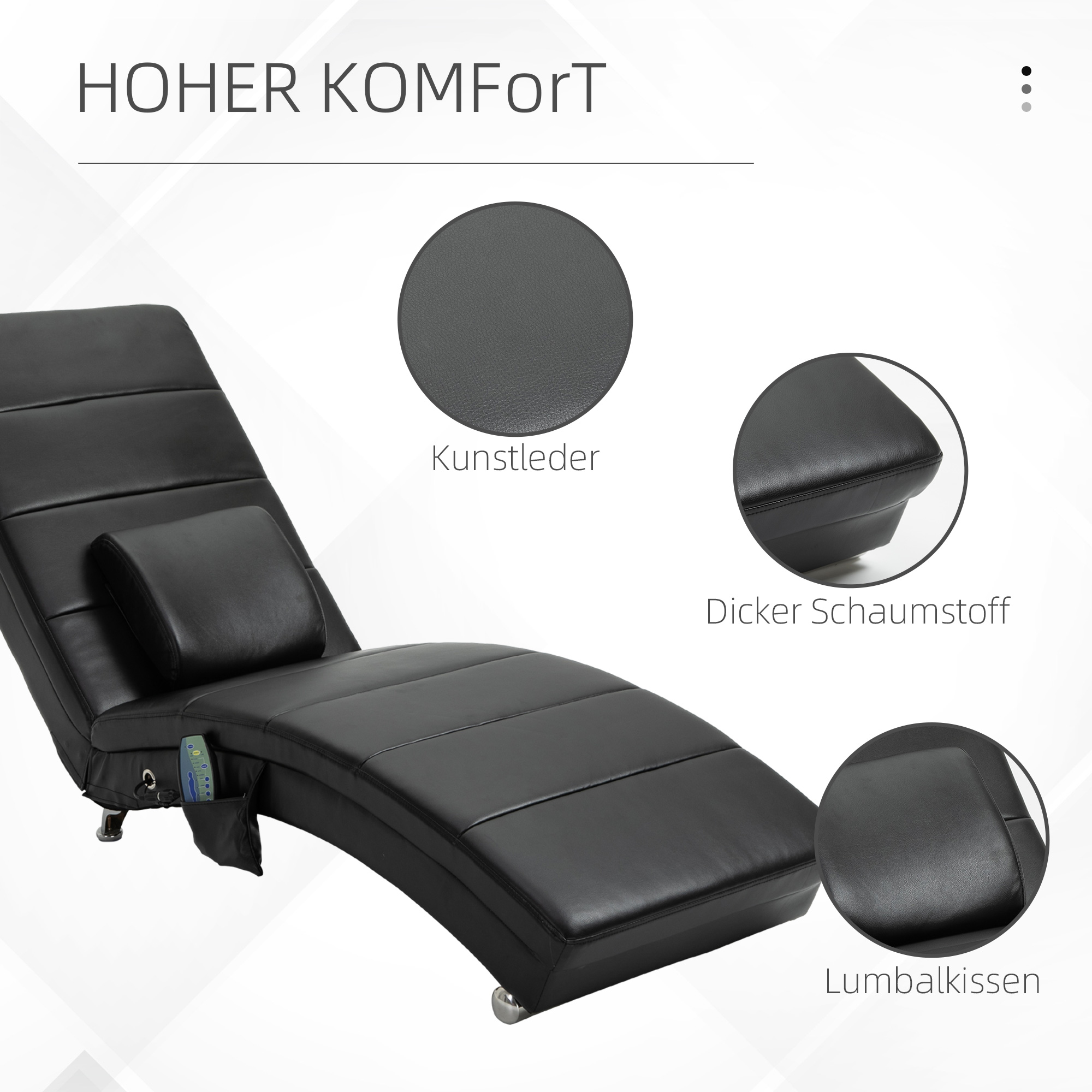 Relaxliege mit Massagefunktion Loungesessel Ergonomisch hohe Rückenlehn, mit Massagefunktion und Kissen mit Zero-G Design Lounge Sessel Kunstleder Metall Schaumstoff Schwarz 58 x 163 x 87 cm