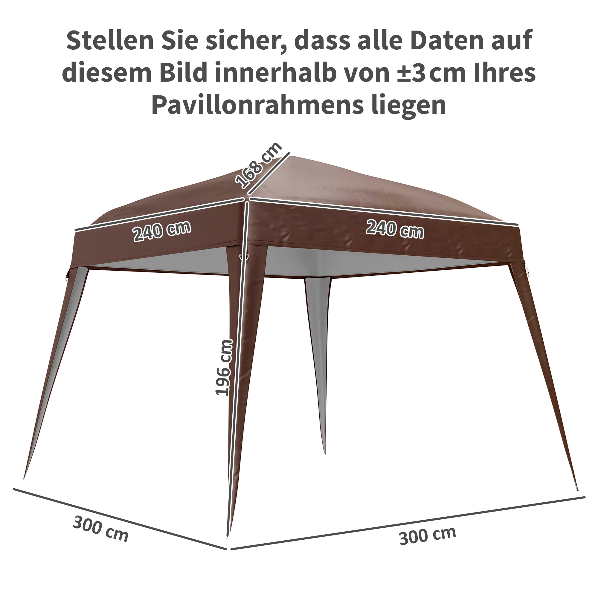 Pavillon-Ersatzdach, Ersatzplane für 3 x 3 m Gartenpavillon, Gartenzeltdach-Ersatz, UPF50+, Oxford-Stoff, Kaffee