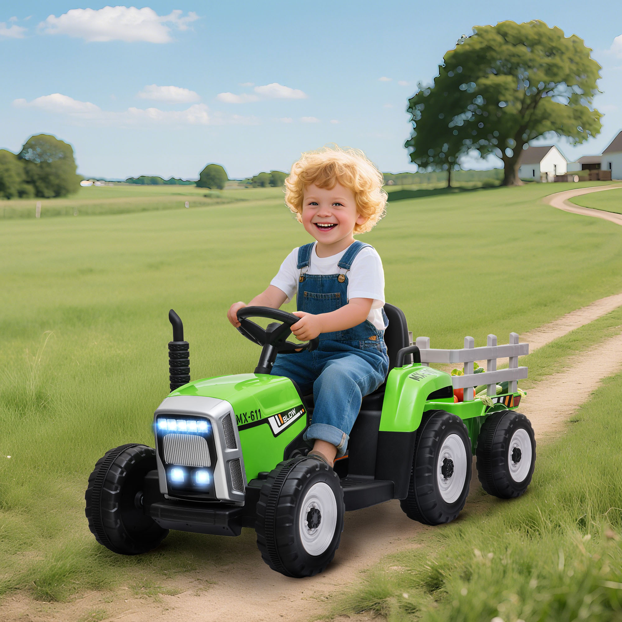 Kinderfahrzeug Kinder-Traktor, grün & schwarz