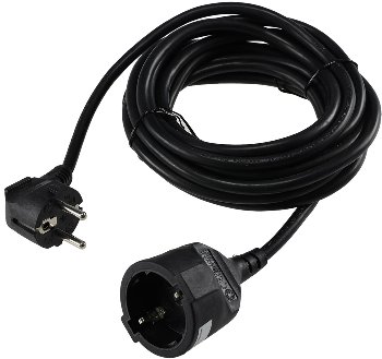 Schutzkontakt-Verlängerung, 10m, schwarz / H05VV-F3G 1,5mm² 16A/250V