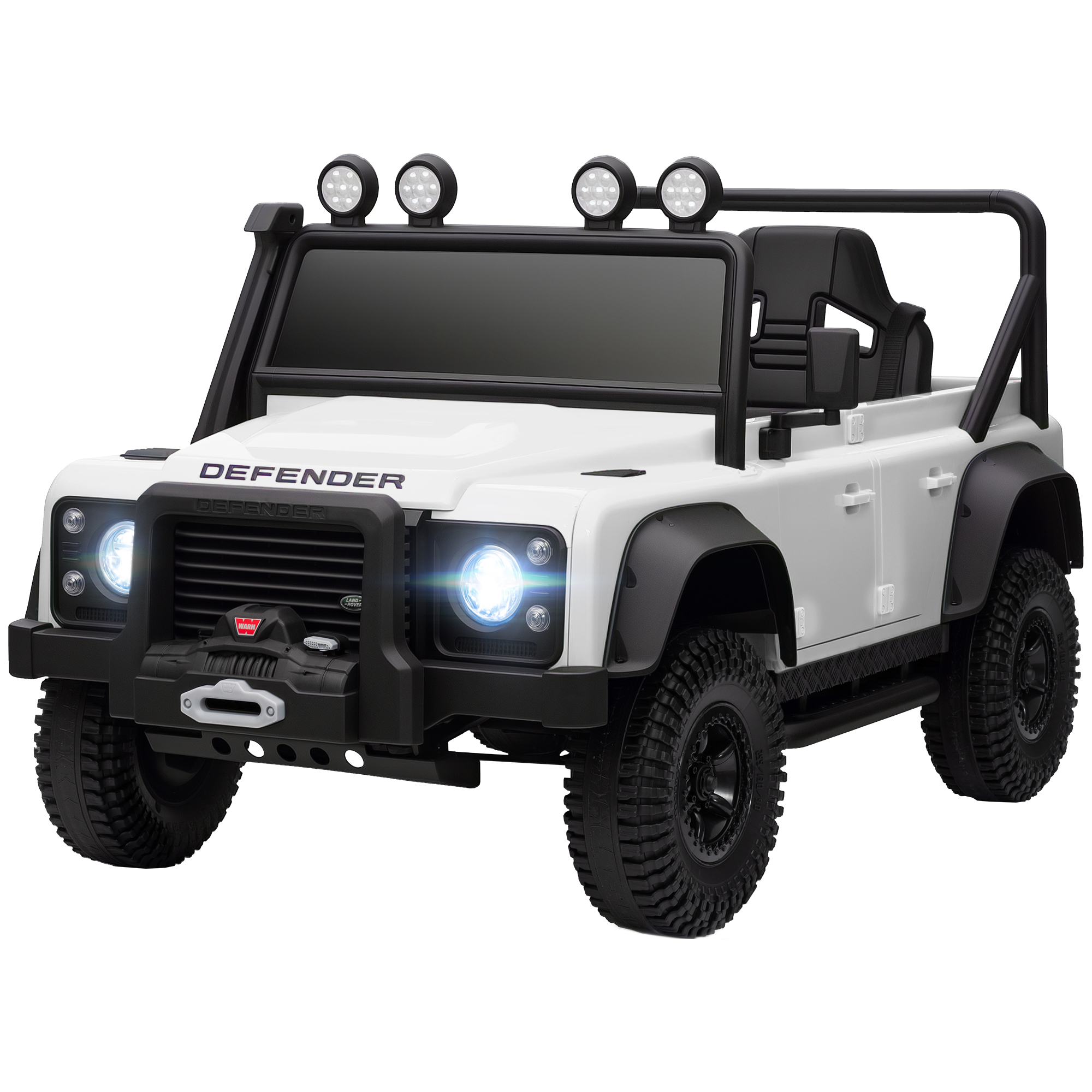 Kinder-Elektroauto, 12V Batterie-Betrieb, Fernbedienung, Musik-Funktion, Hupe, LED-Lichter, Weiß