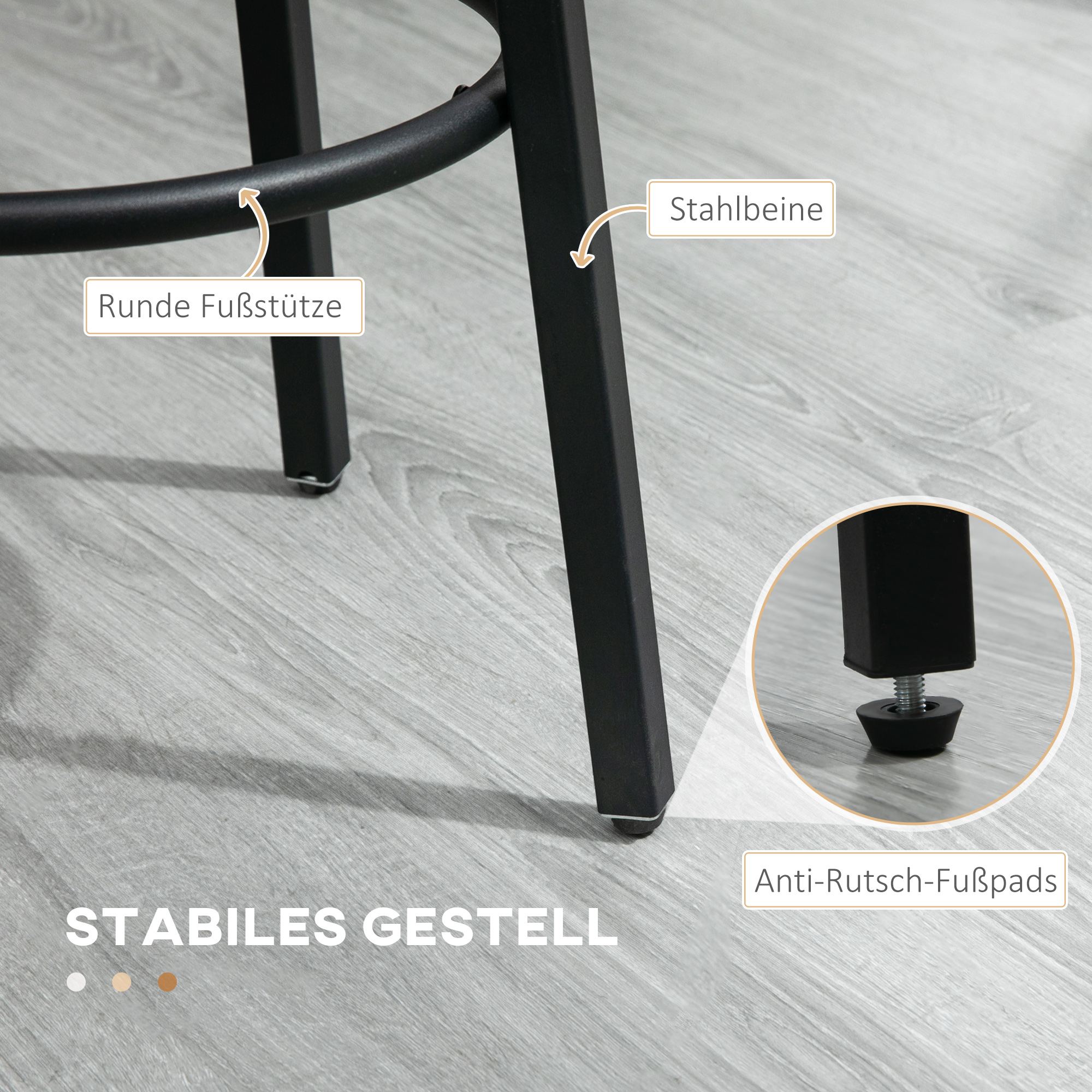 Barhocker-Set aus 2 Barstühlen im Industrial Design, Metallrahmen, Fußstütze, 42 x 42 x 65 cm