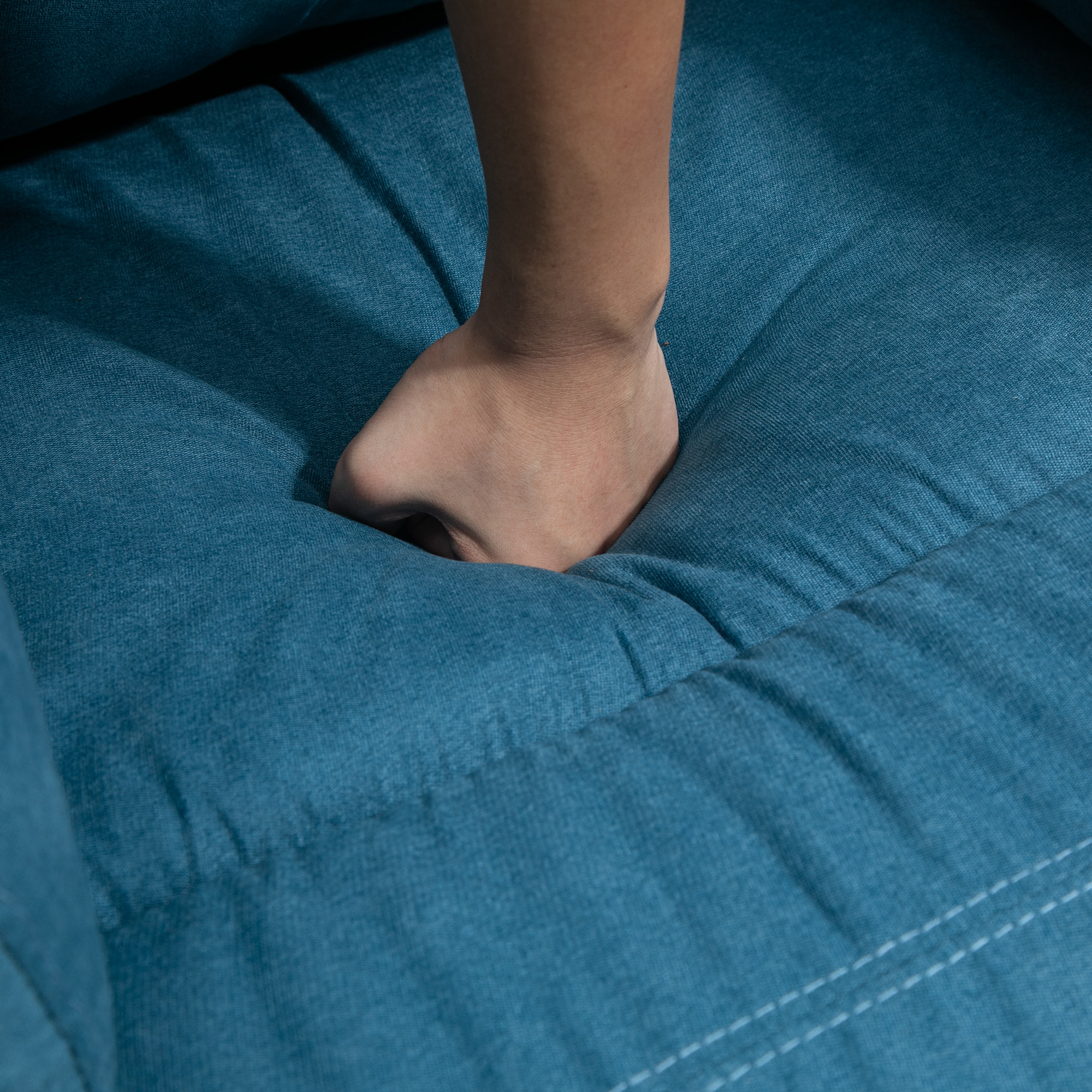 Fernsehsessel mit Aufstehhilfe Elektrisch Relaxsessel mit Liegefunktion, TV-Sessel mit Fernbedienung Seitentasche Taschenfederkern Leinenoptik Blau