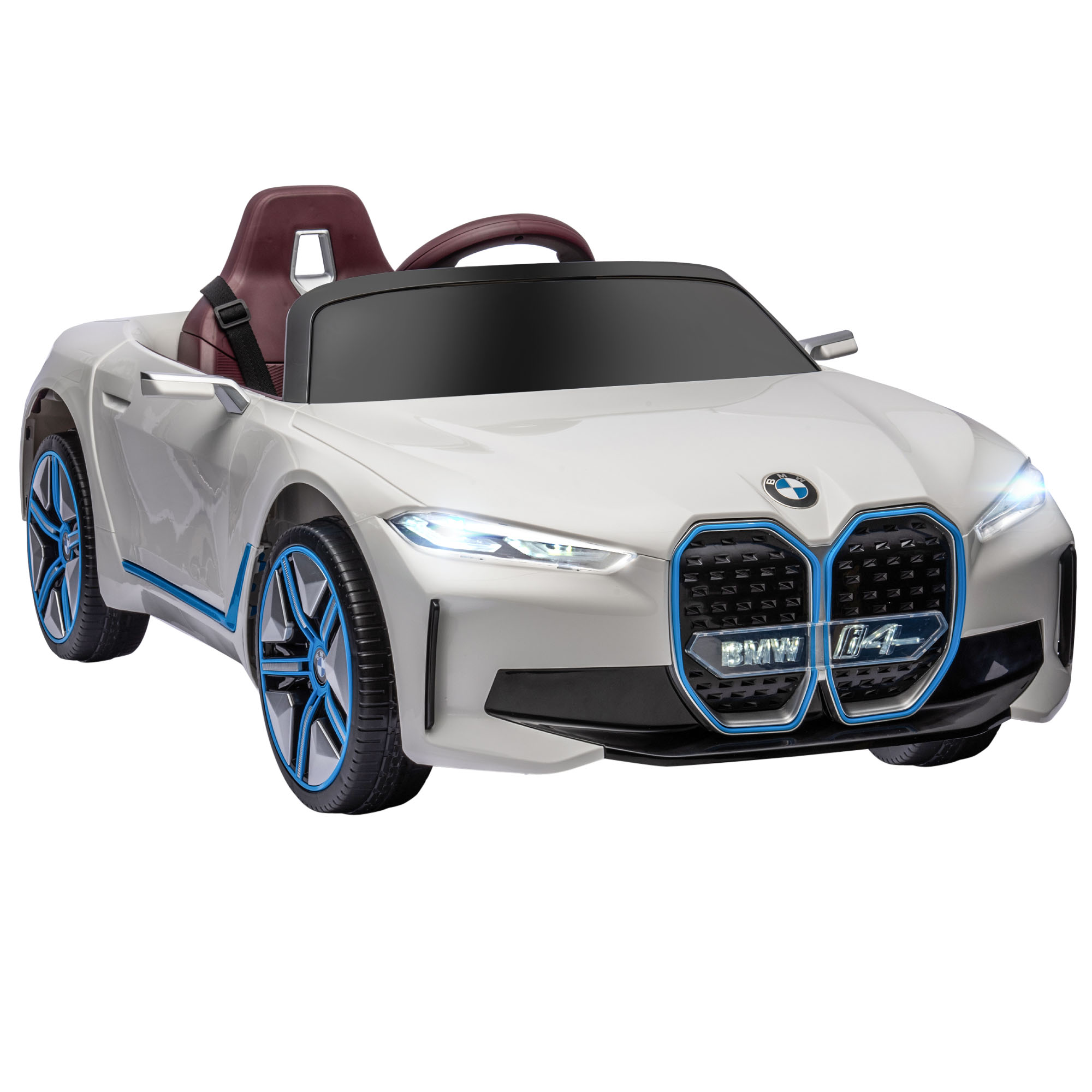 Kinderauto, aufladbarer Akku, 3-5 km/h, mit Fernbedienung, Multimedia-Player, weiß